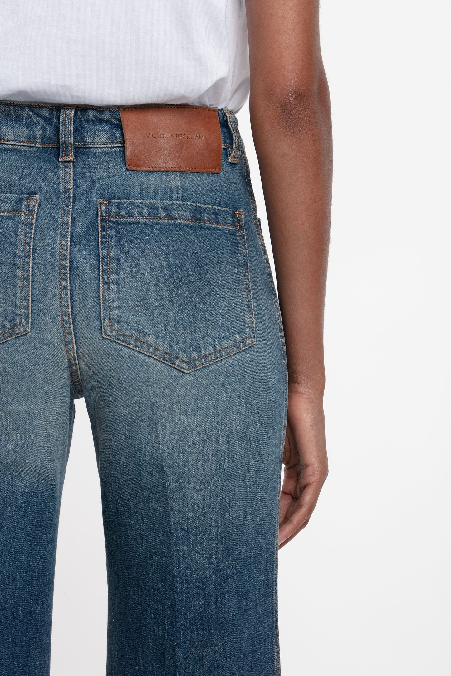 Alina High Waisted Long Jean In Mid Blue