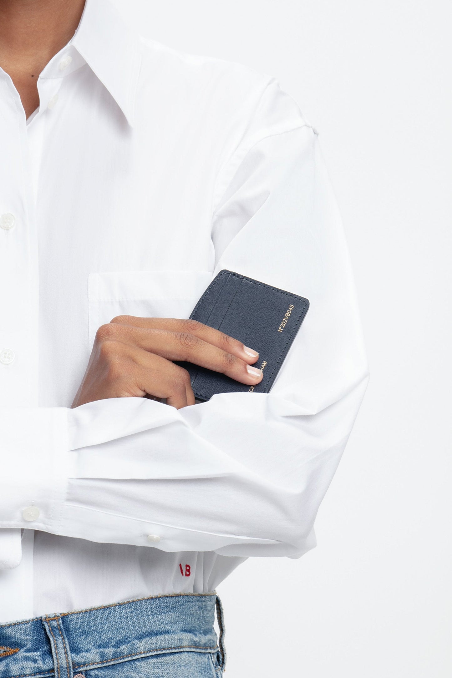 Victoria Card Holder In Navy Leather