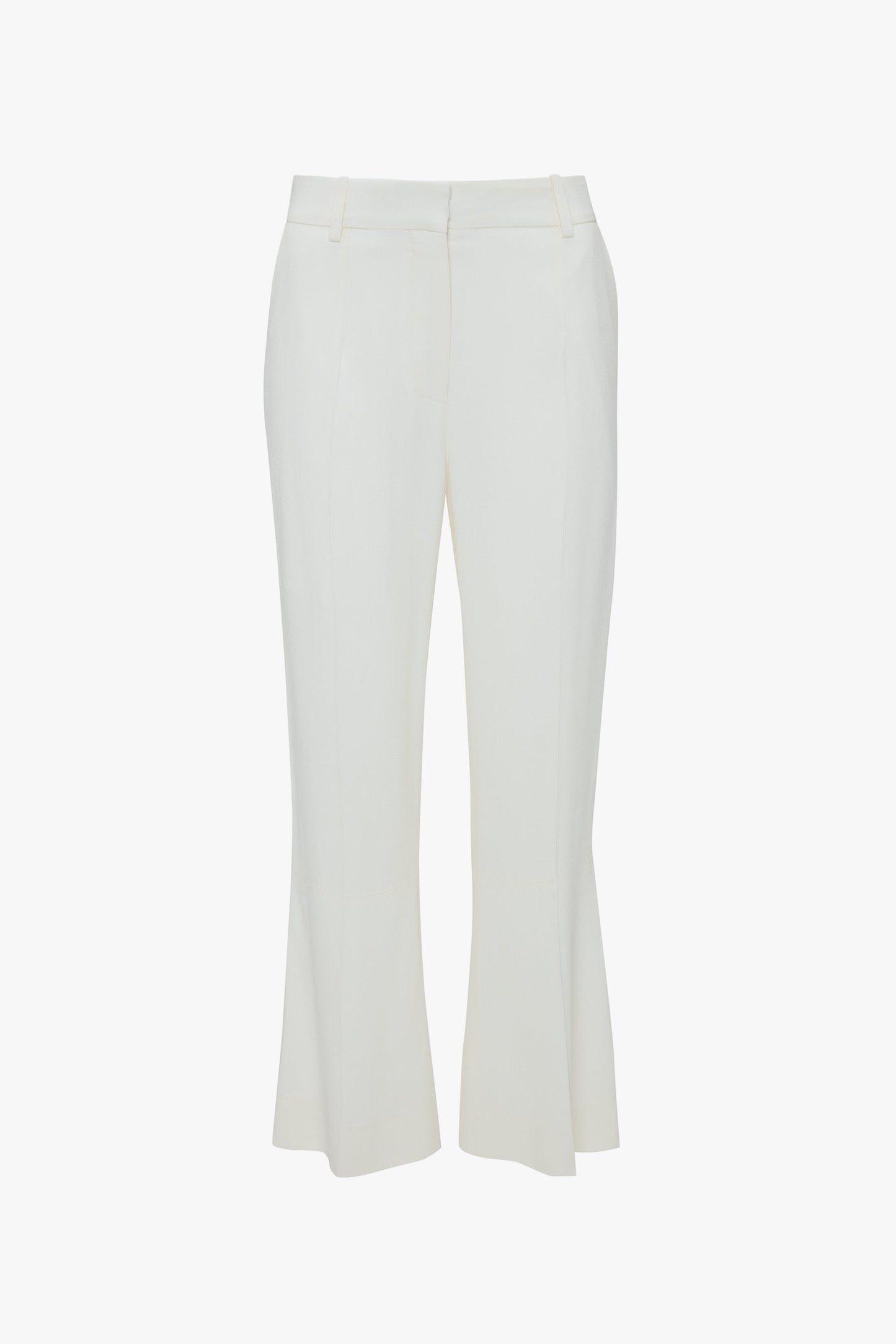 Cropped Kick Cotton Trousers In Off White