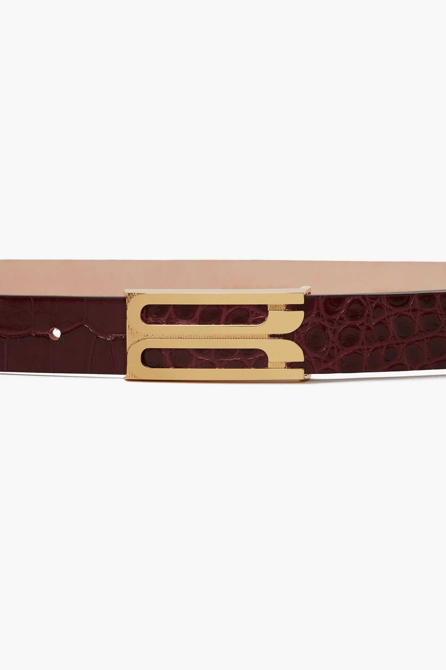 Dorian Belt In Burgundy Croc Embossed Calf Leather