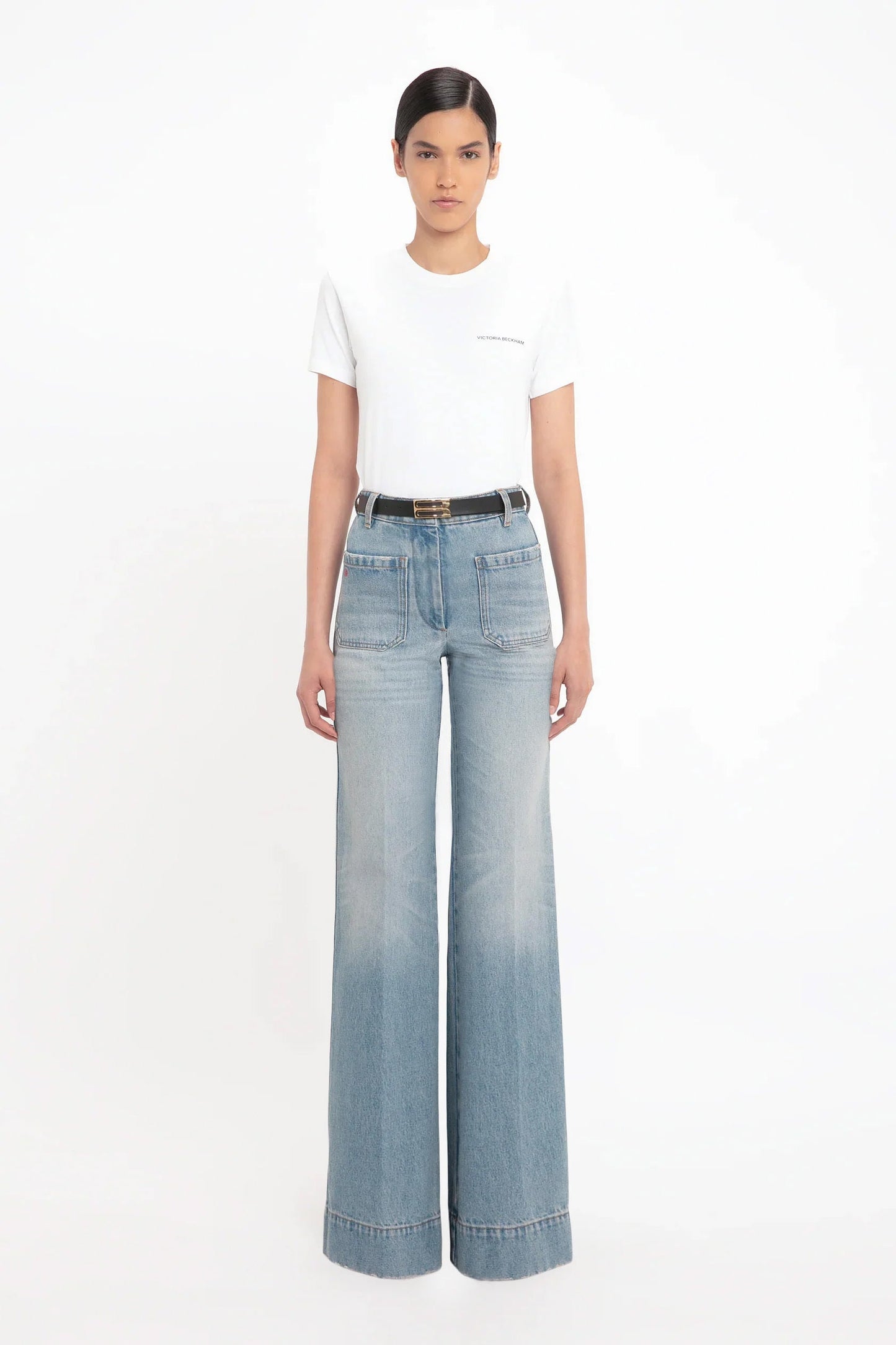 Alina High Waisted Jean In Pale Blue Wash