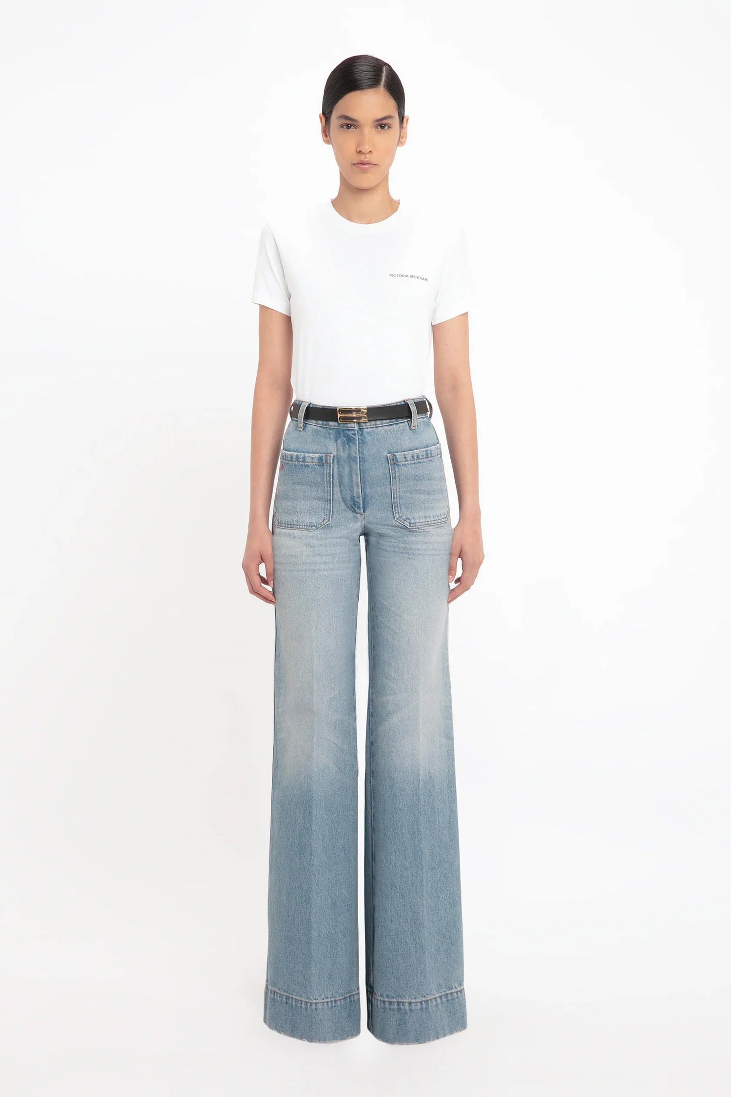 Alina High Waisted Jean In Pale Blue Wash