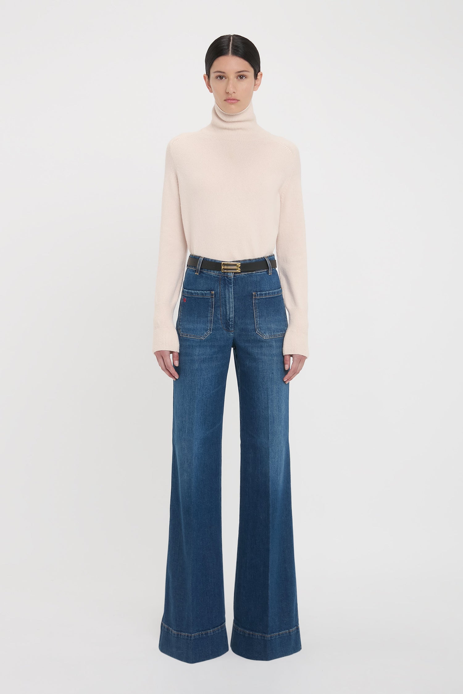 Polo Neck Jumper In Ivory