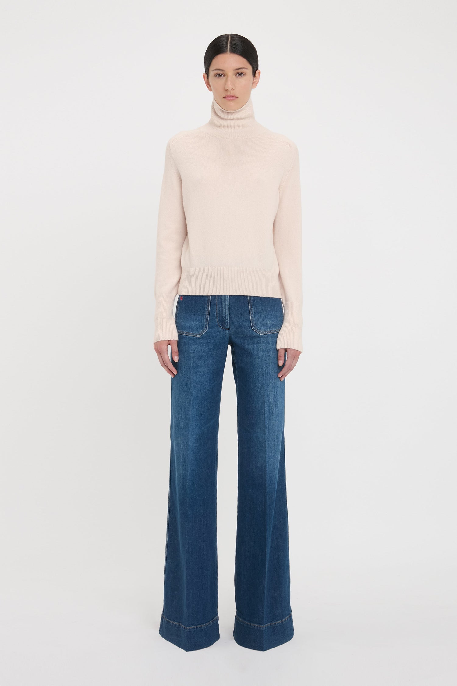 Polo Neck Jumper In Ivory