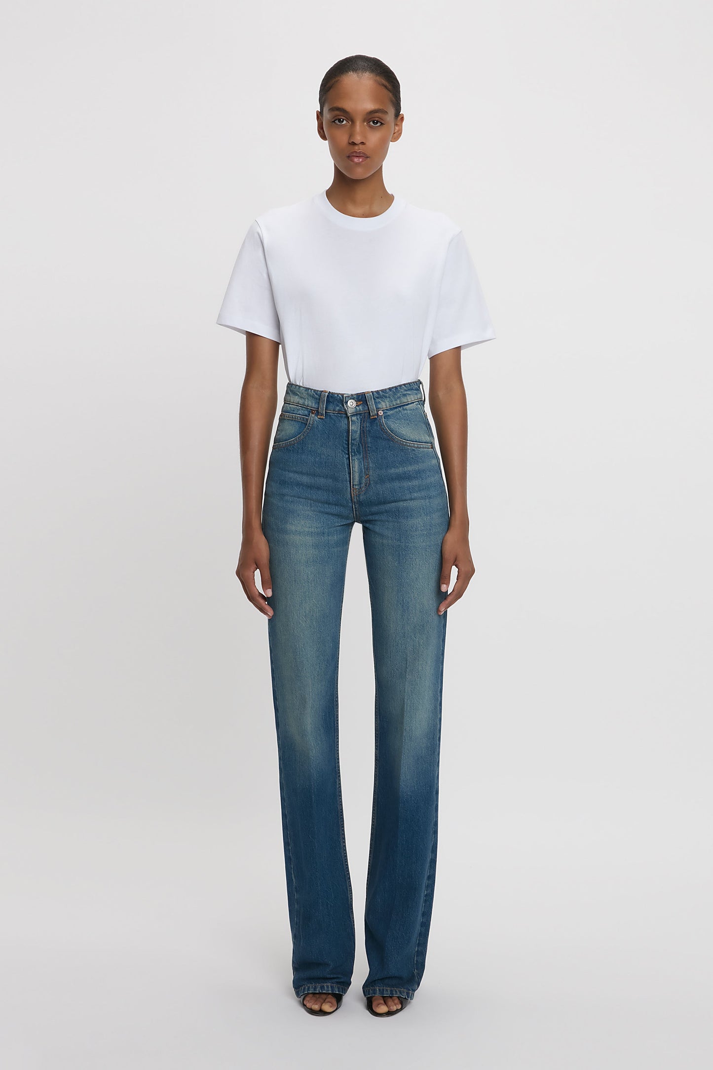 Julia High Waisted Jean In Mid Blue