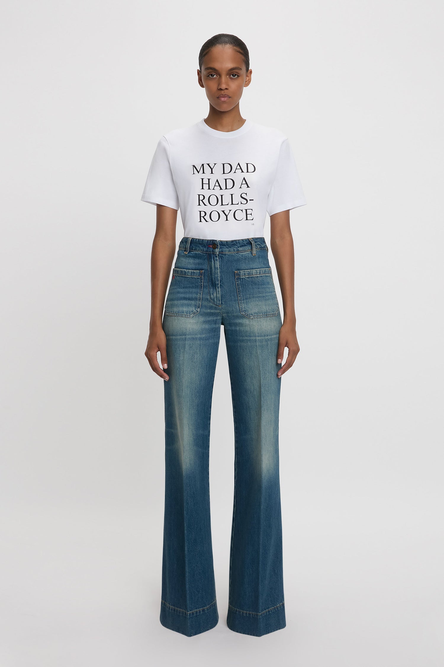 'My Dad Had A Rolls-Royce' Slogan T-Shirt In White