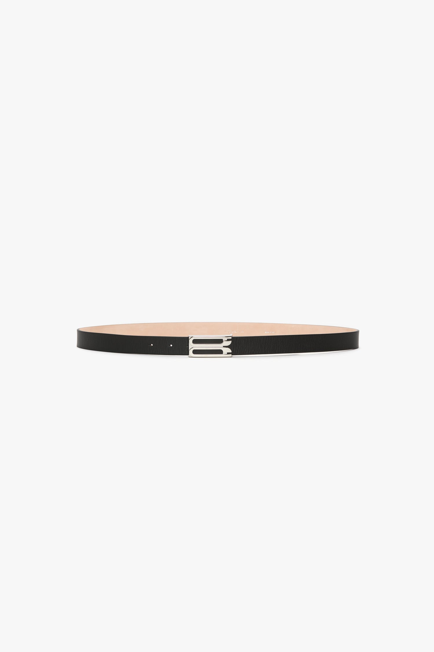Silver Buckle Dorian Belt In Black Grained Leather