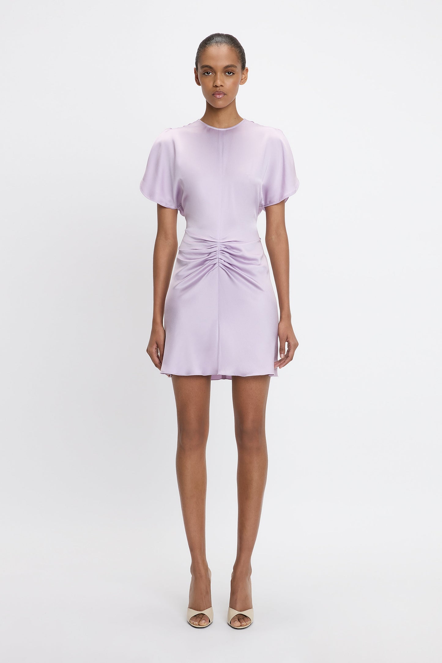 Gathered Waist Mini Dress In Petunia