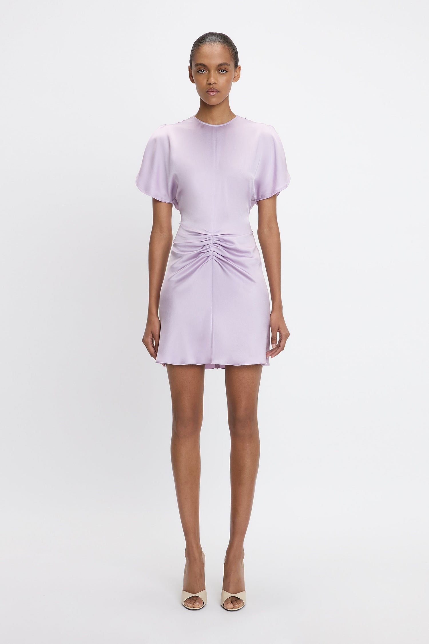 Gathered Waist Mini Dress In Petunia