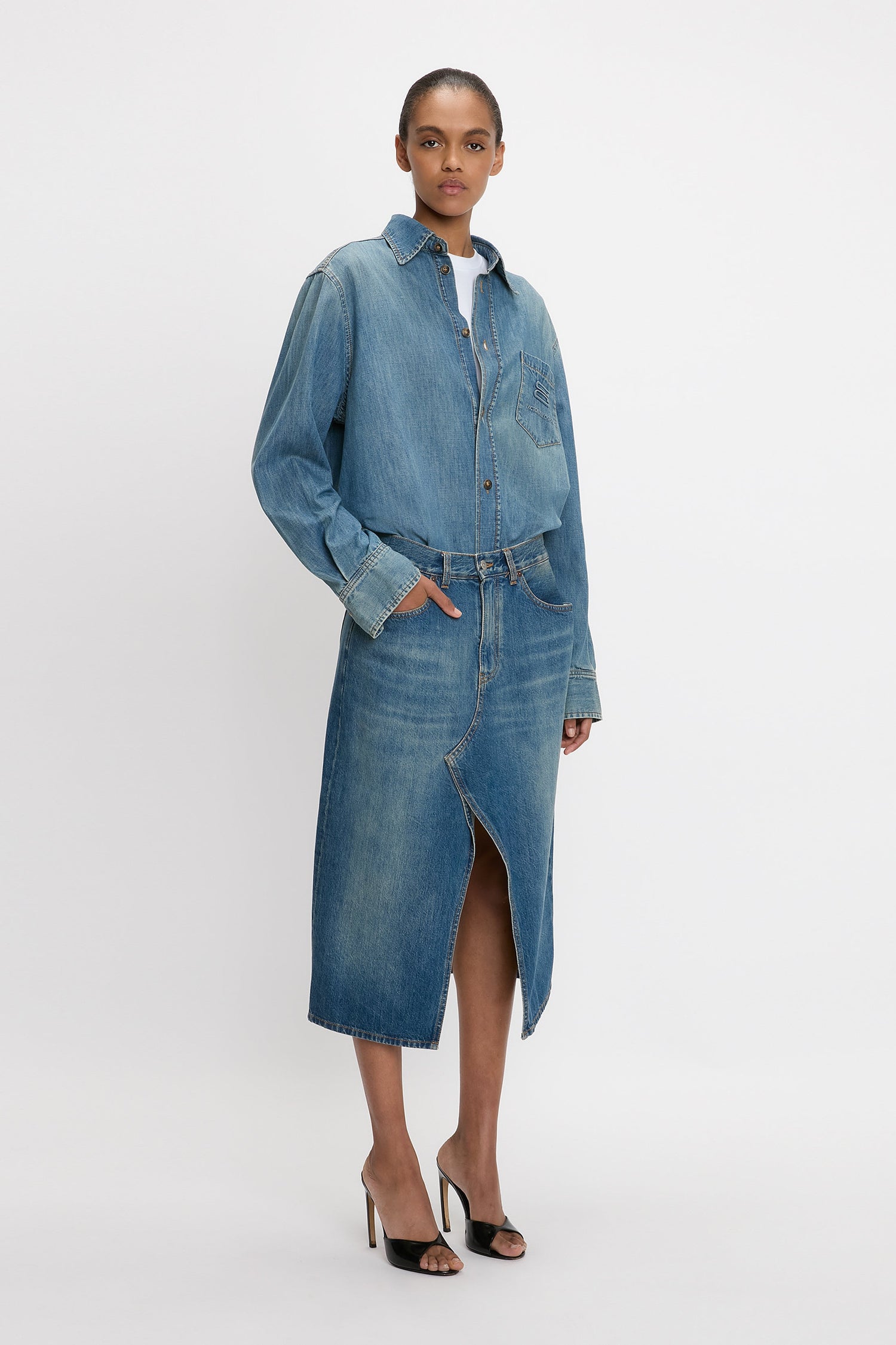 Men's Shirt In Mid Blue