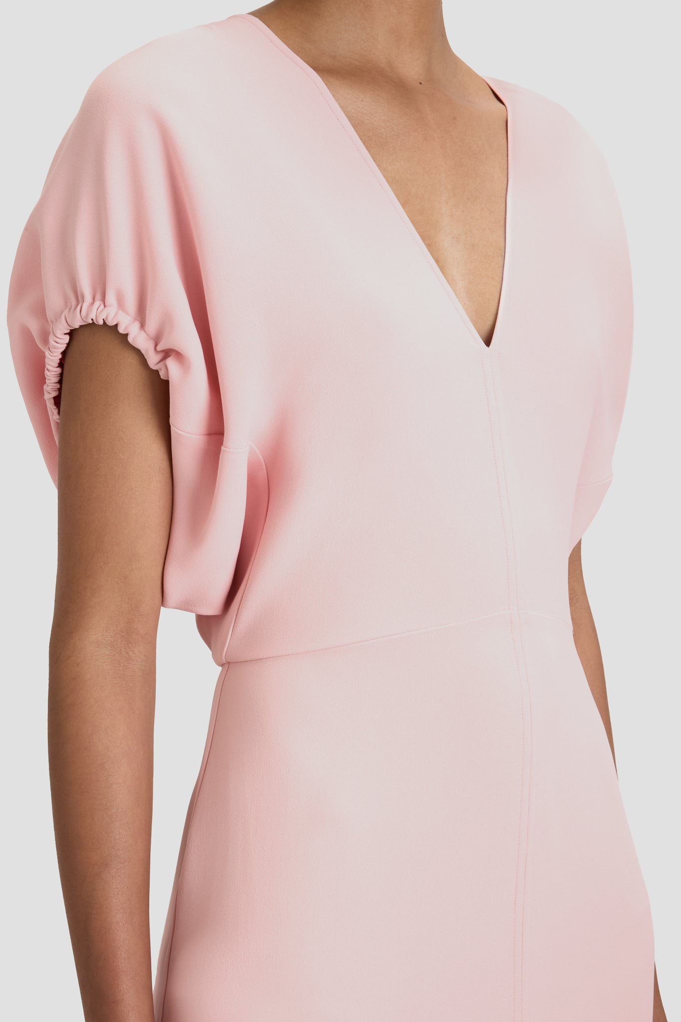 Blouson Detail Midi Dress In Antique Pink