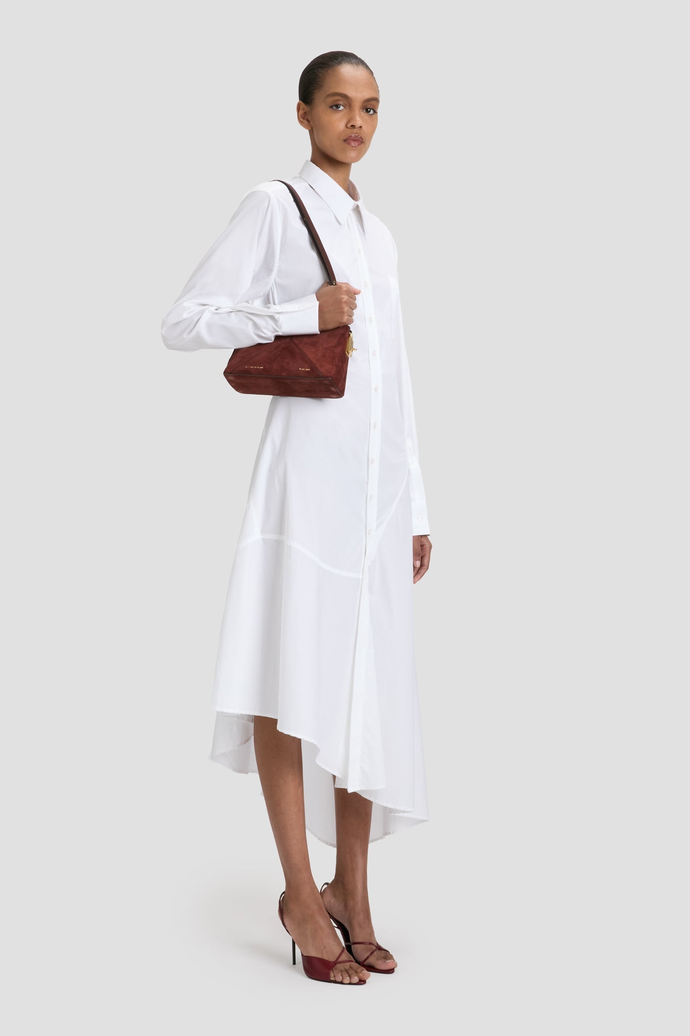 Victoria Crossbody Bag In Dark Brown Suede