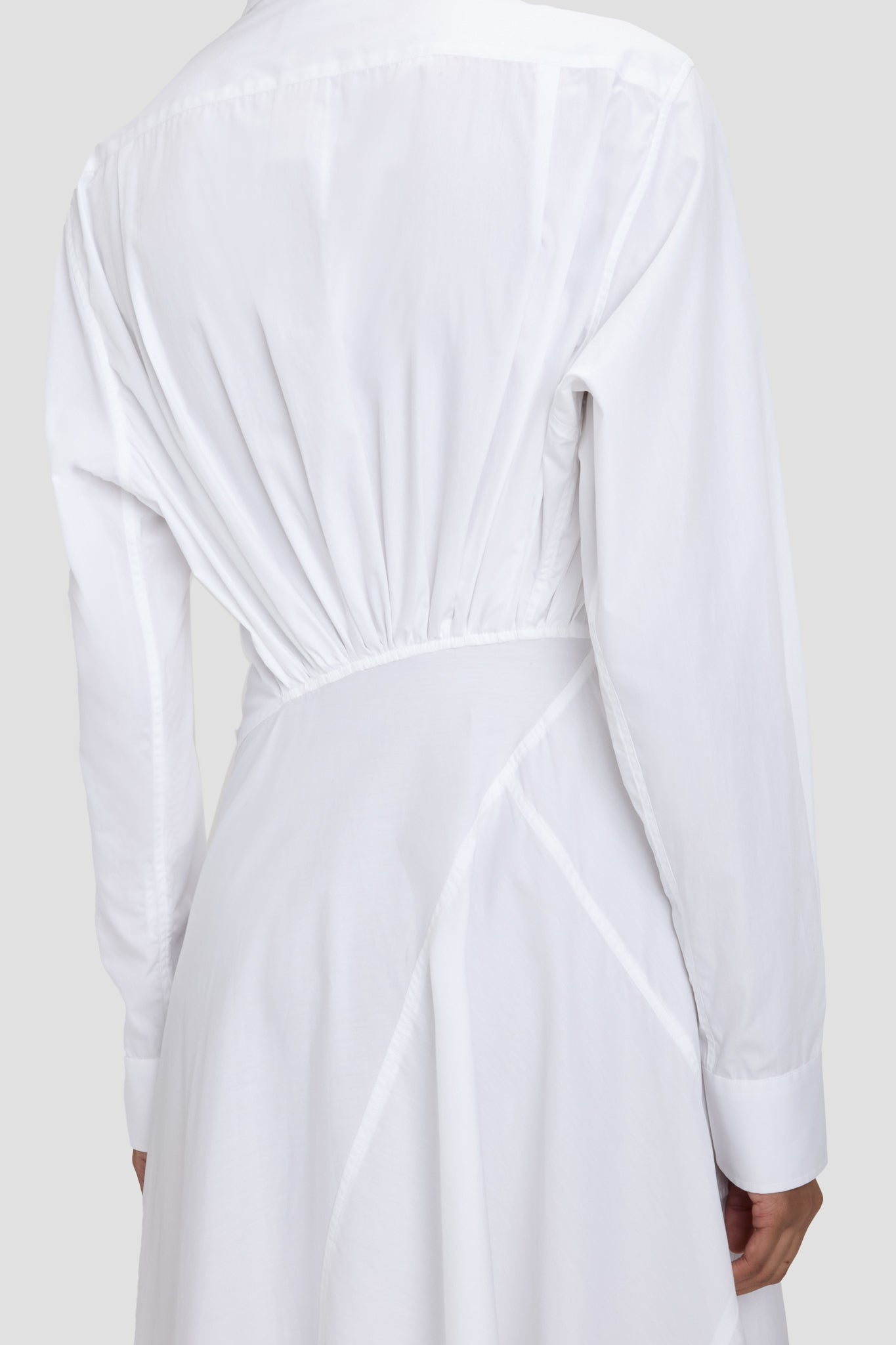 Panelled Shirt Dress In White