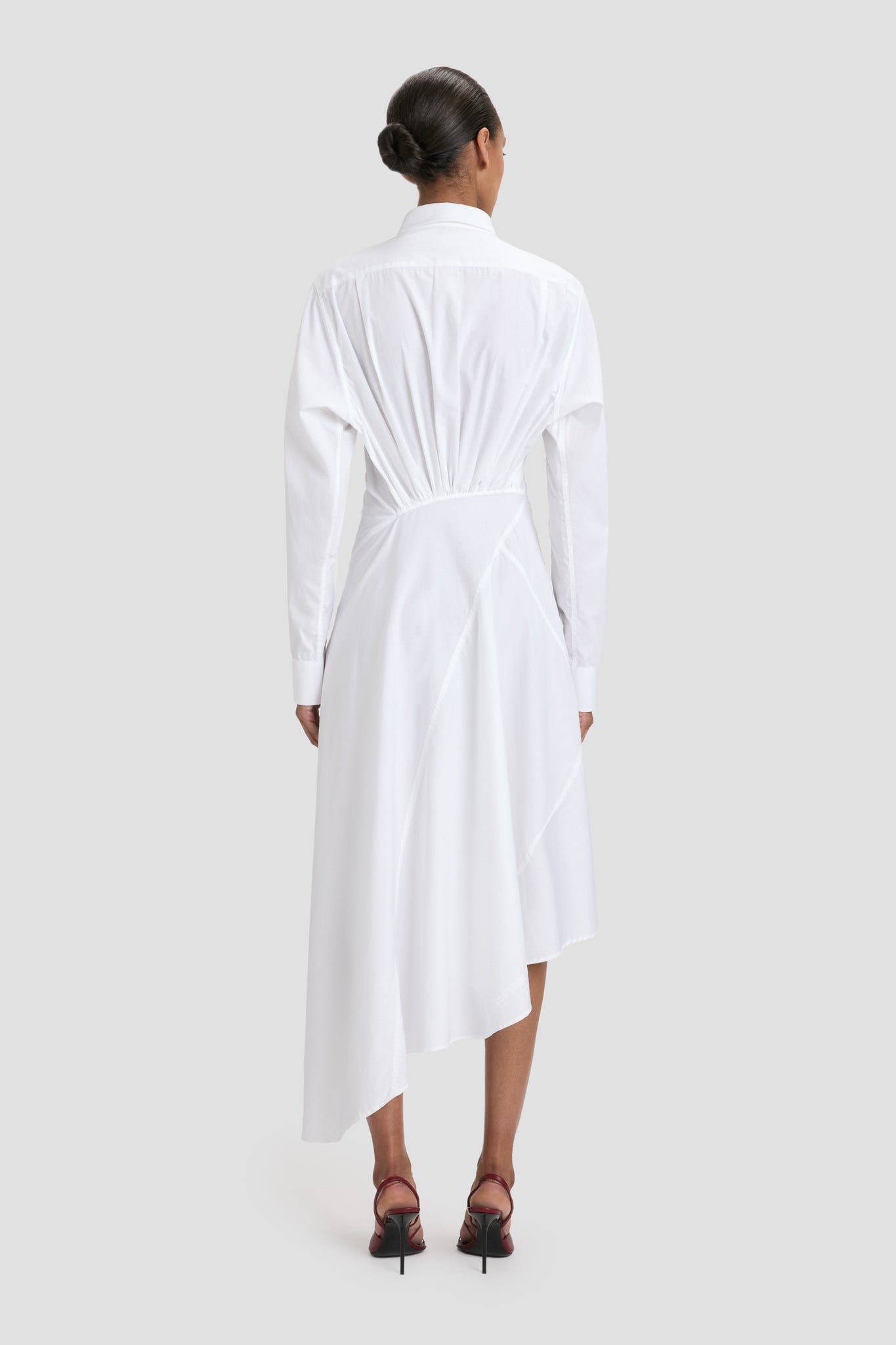 Panelled Shirt Dress In White