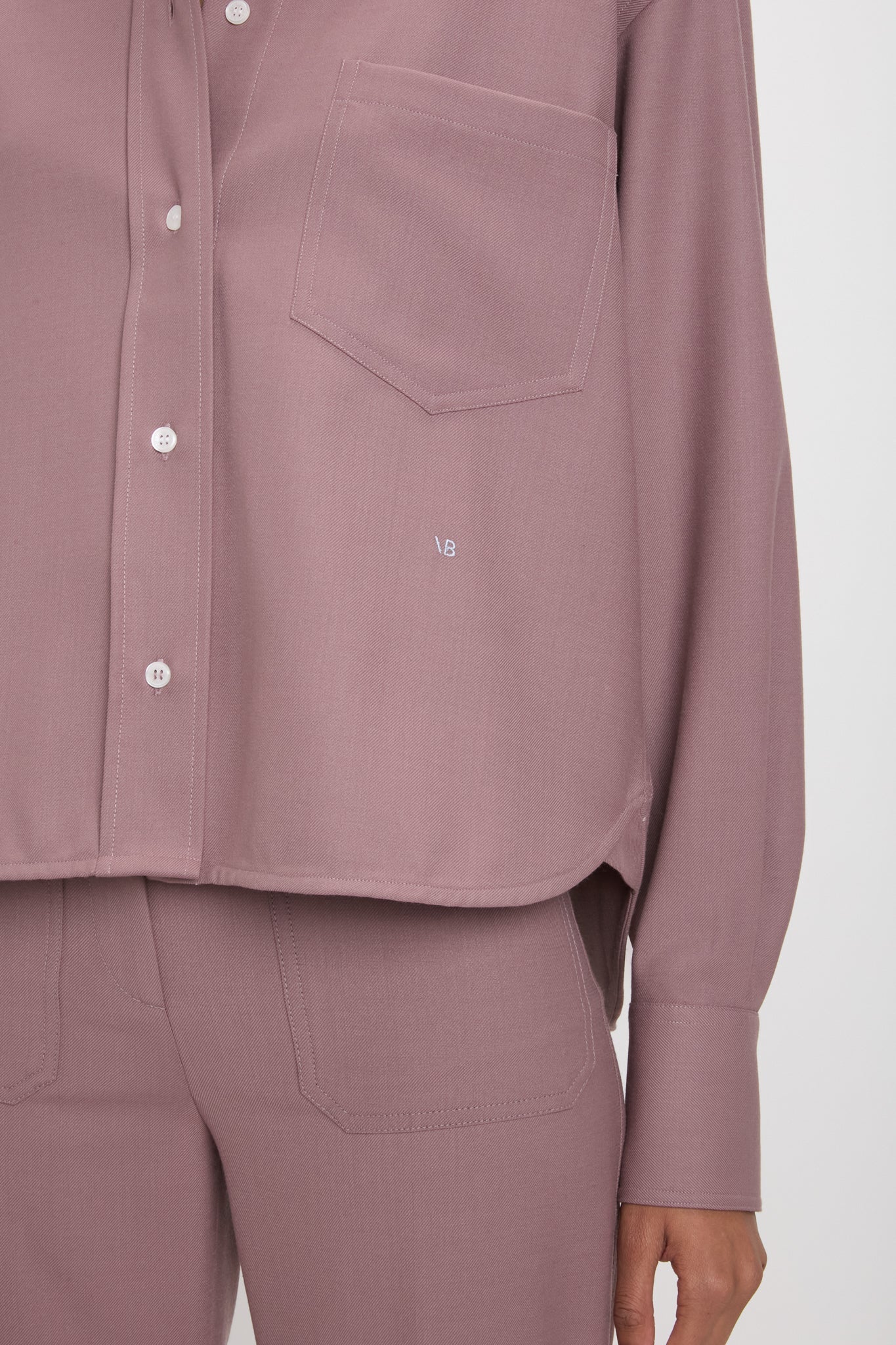 Cropped Long Sleeve Shirt In Mauve