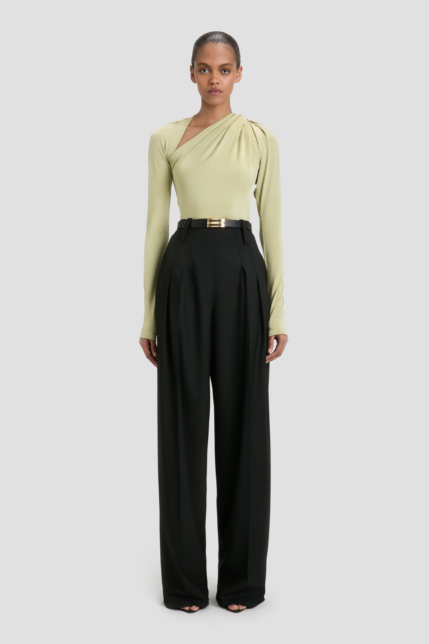 Slash Neck Jersey Top In Pistachio