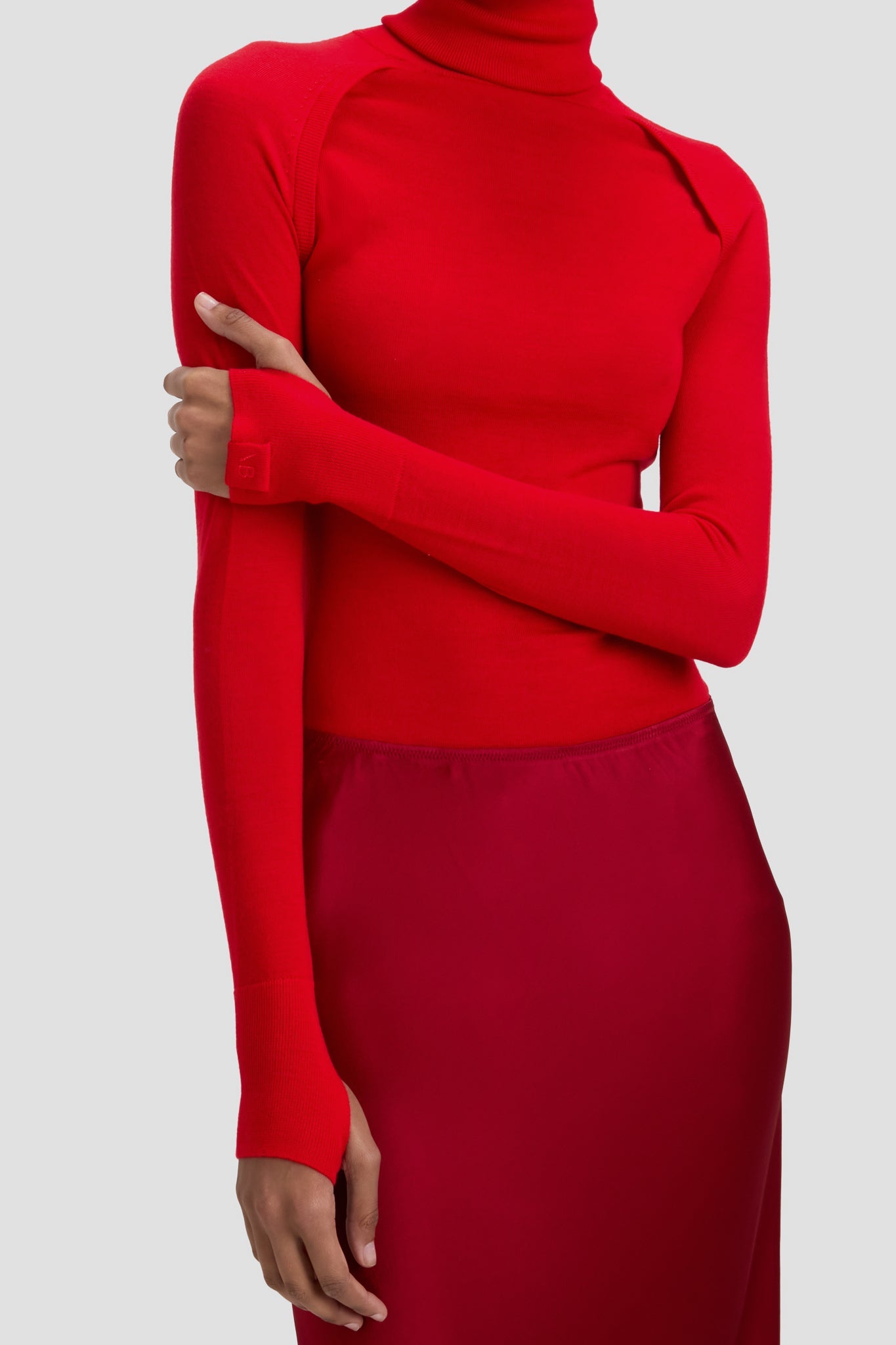 High Neck Top In Dark Bright Rose