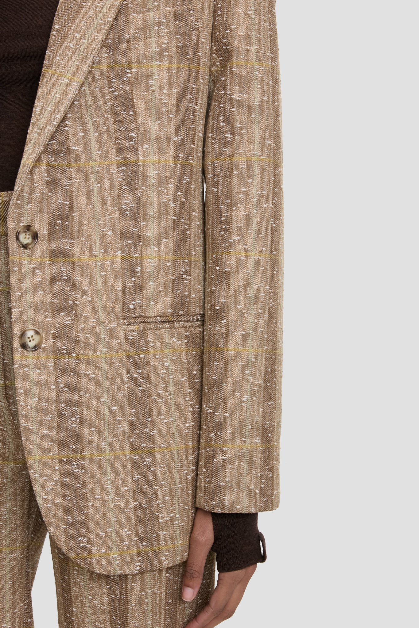 Classic Tailored Jacket In Beige-Pistachio Check