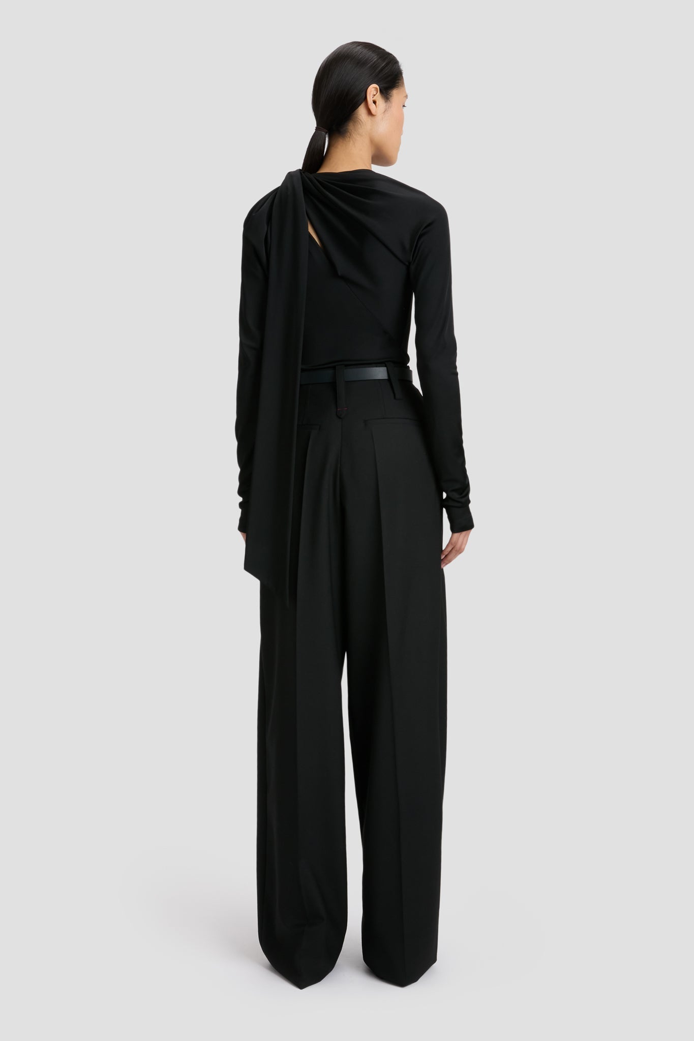 High Waisted Cinched Trouser In Black