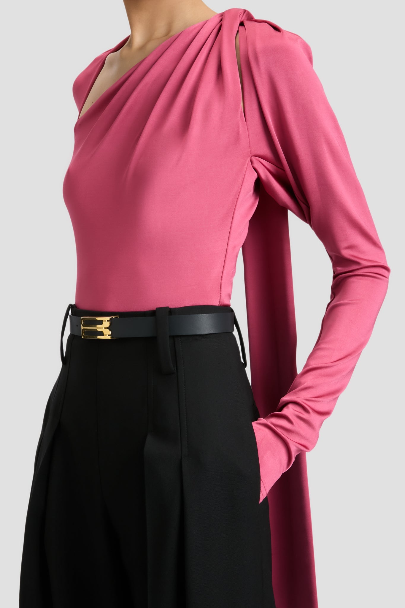 Slash Neck Jersey Top In Cerise