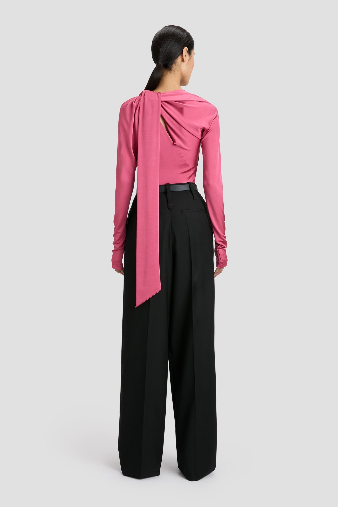Slash Neck Jersey Top In Cerise