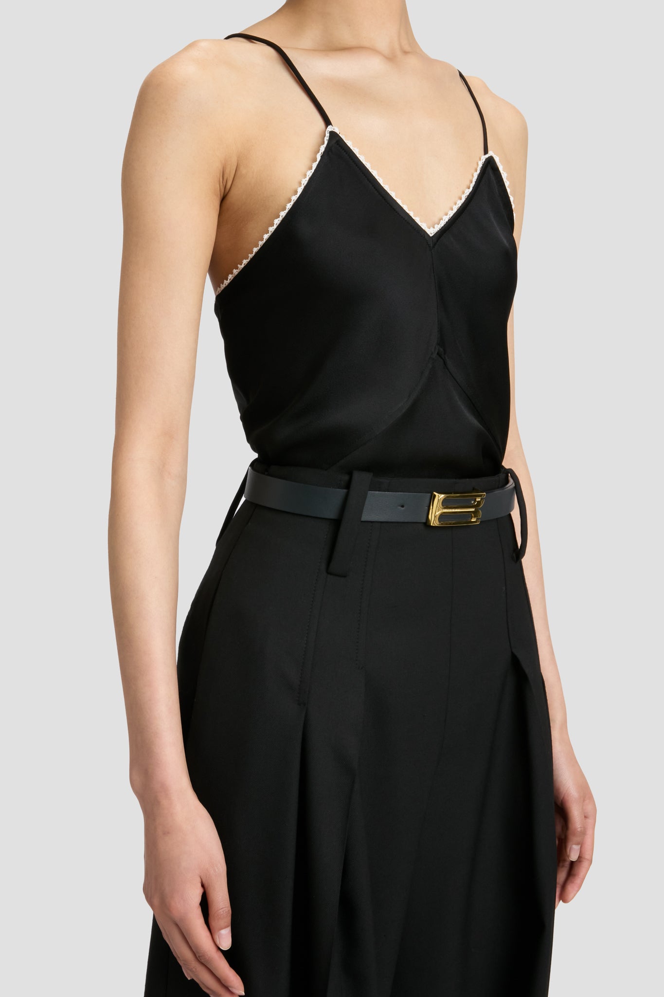 Lace Detail Cami Top In Black