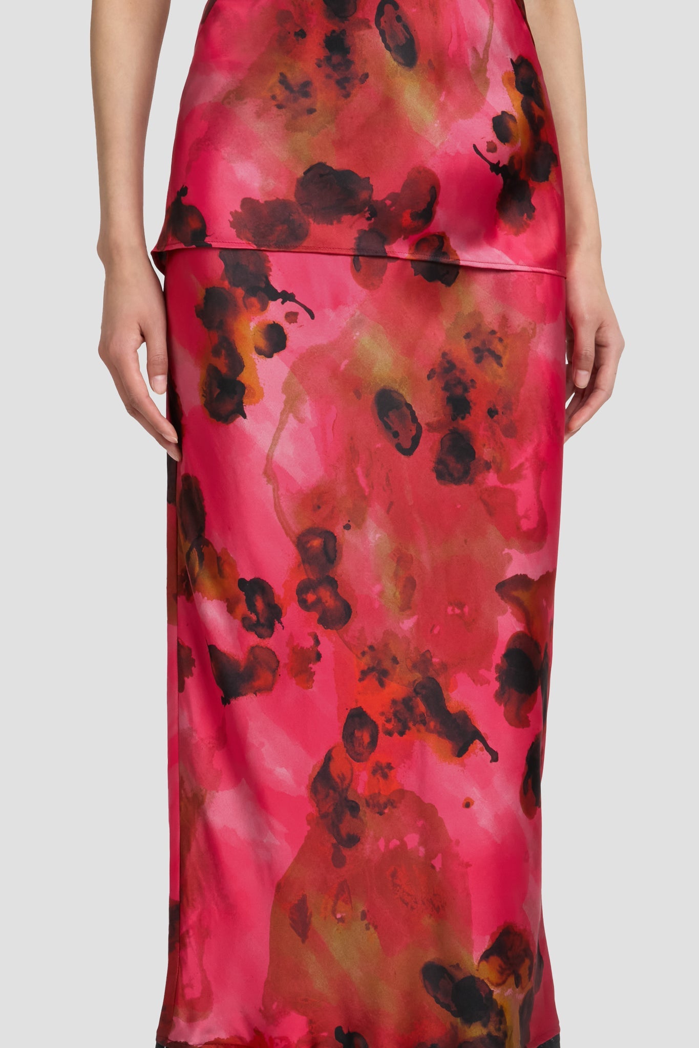 Lace Trim Slip Skirt In Raspberry Floral Print