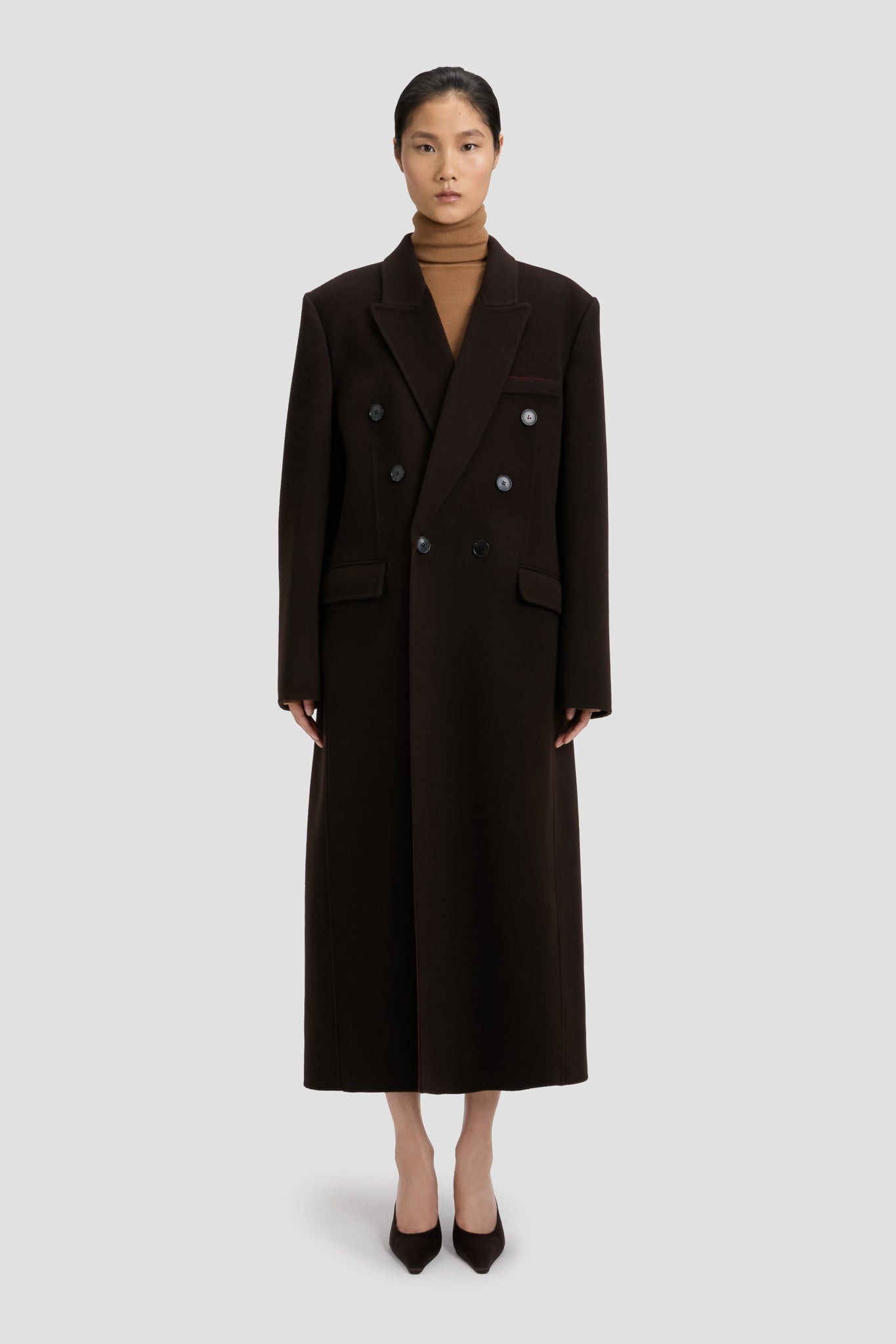 Double Faced Overcoat In Dark Chocolate