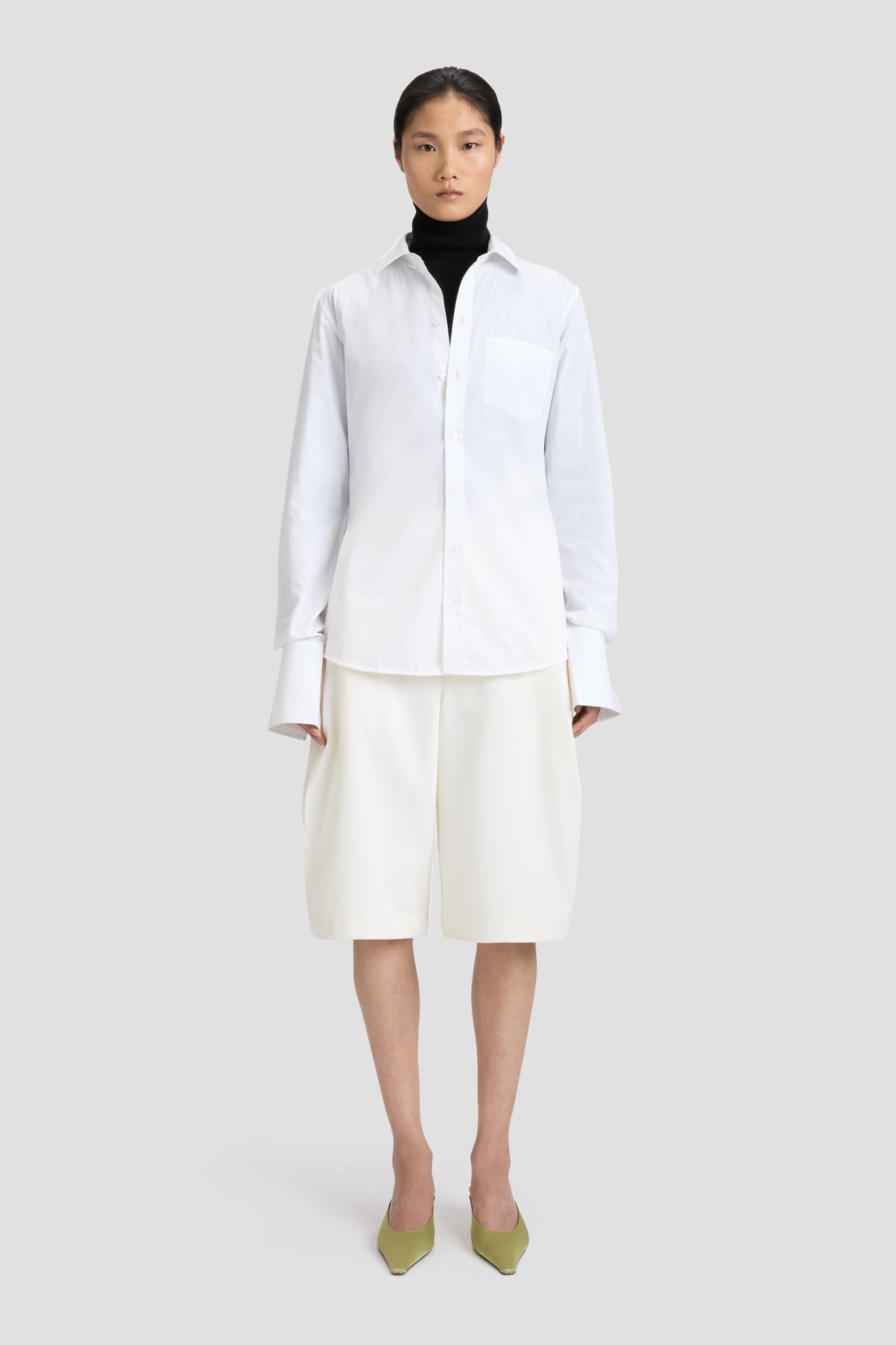 Tab Detail Shorts In Ivory