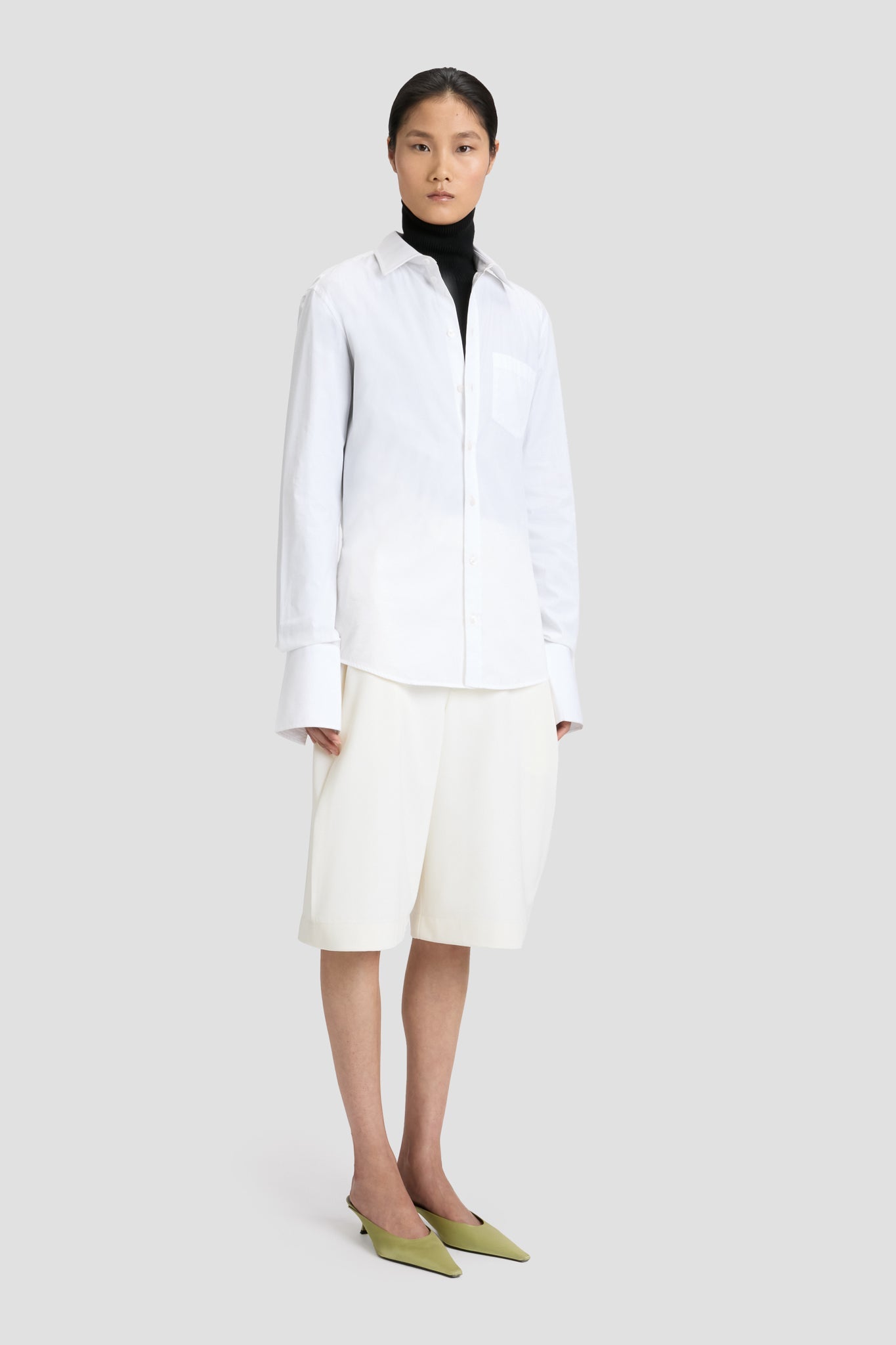 Tab Detail Shorts In Ivory
