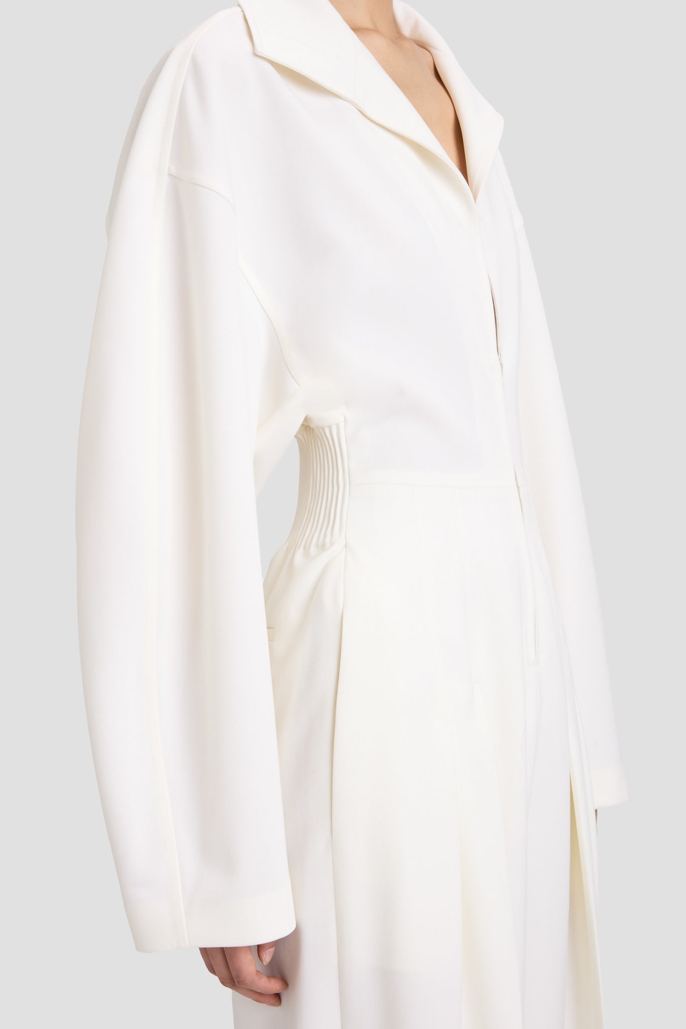 Tab Detail Jumpsuit In Ivory