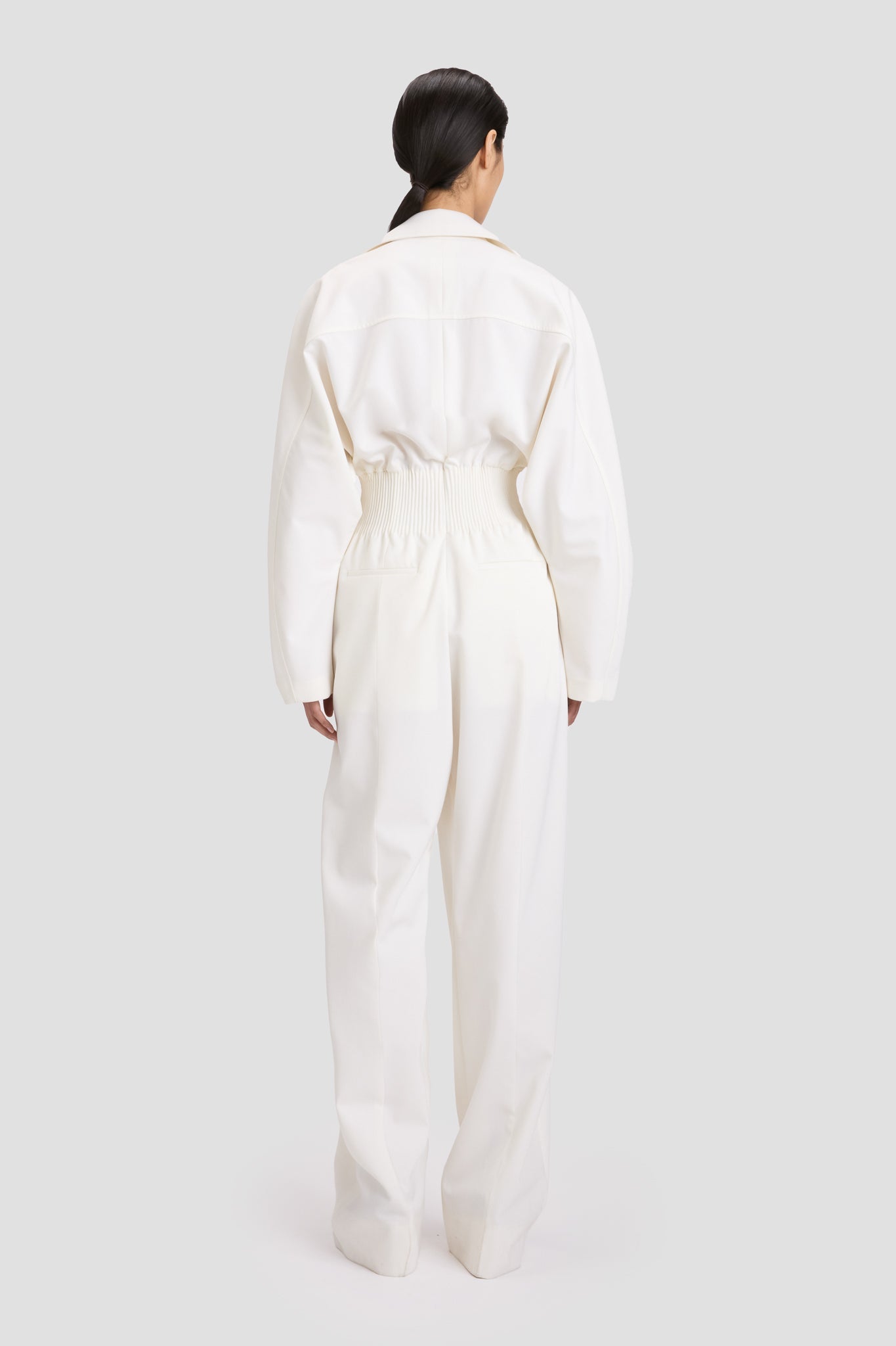 Tab Detail Jumpsuit In Ivory