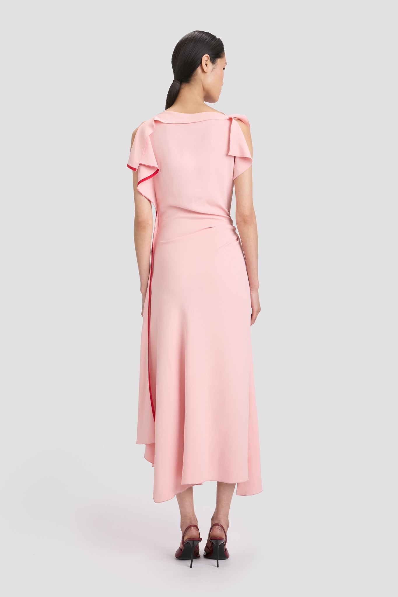 Drape Sleeve Midi Dress In Antique Pink