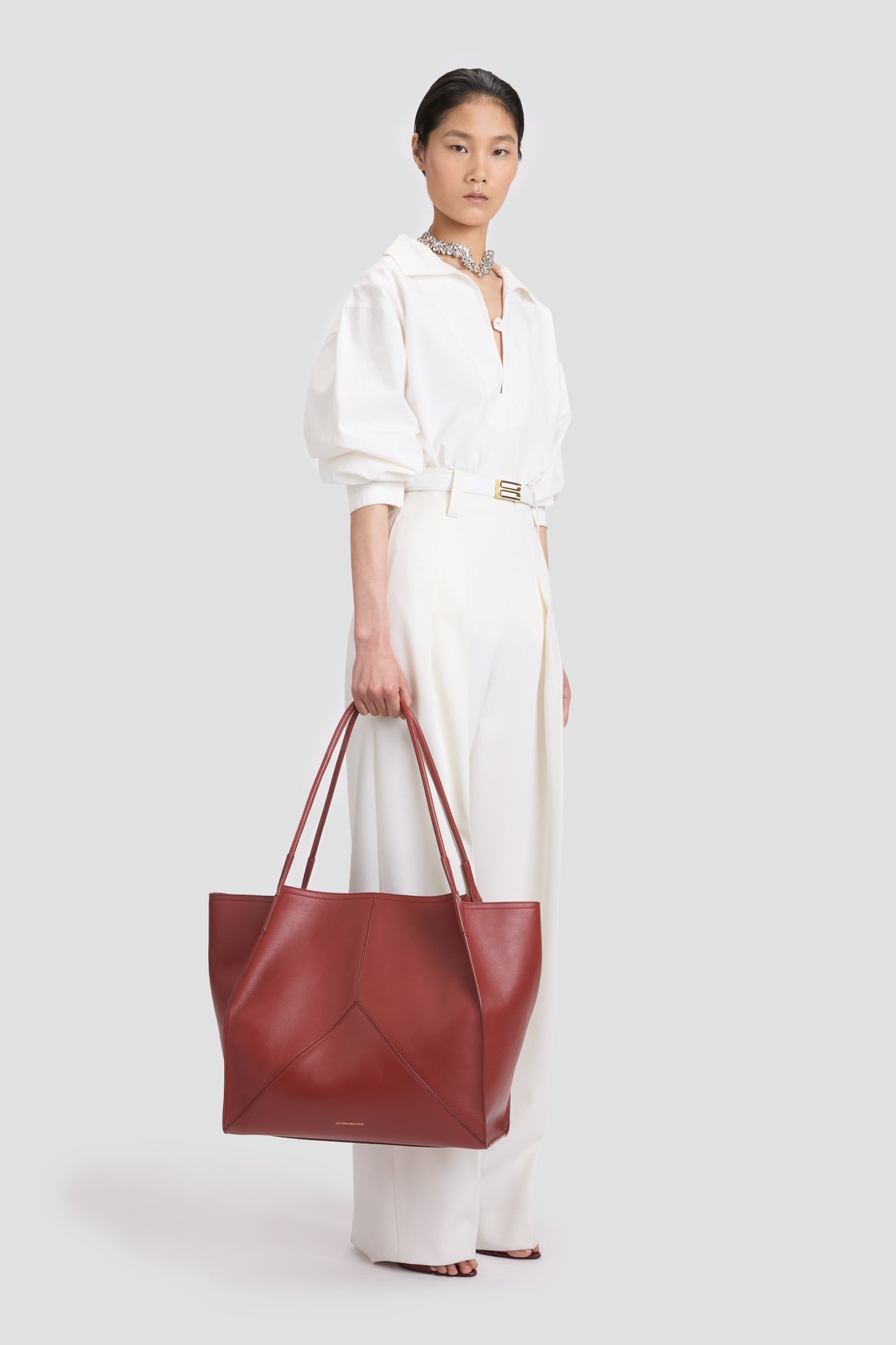 Large Victoria Tote In Brick Red Soft Leather