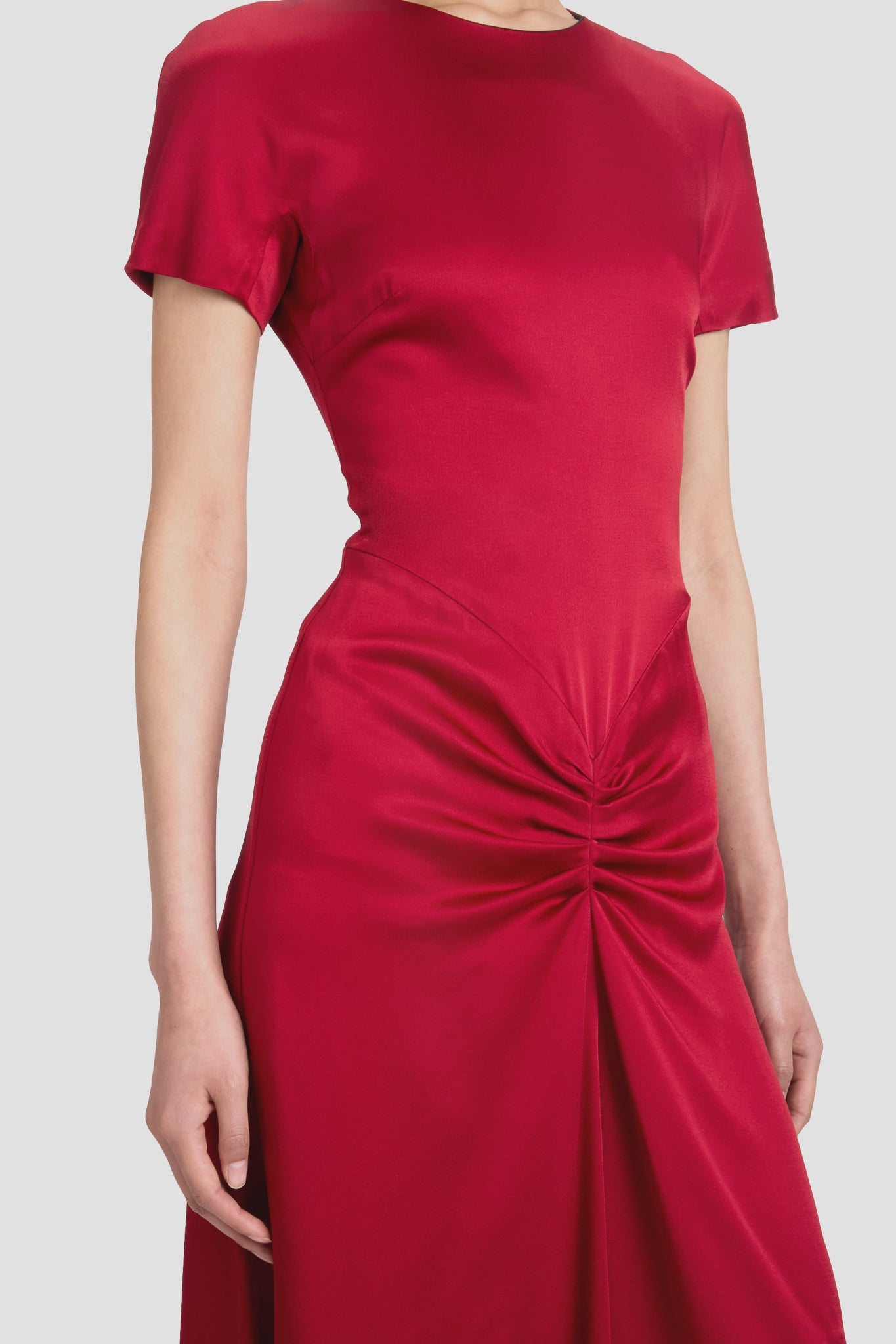 Gathered Detail T-Shirt Midi Dress In Rose