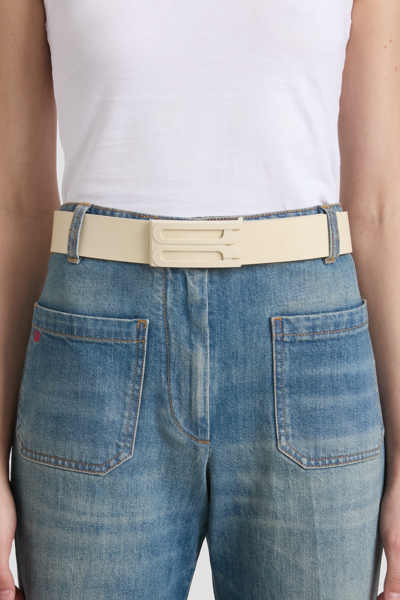 Tonal Jumbo Dorian Belt In Ivory Smooth Leather