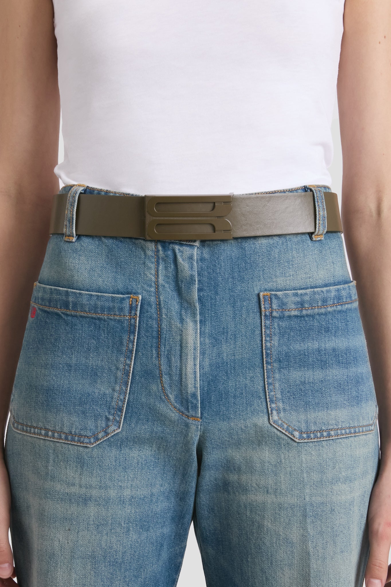 Tonal Jumbo Dorian Belt In Dark Khaki Smooth Leather