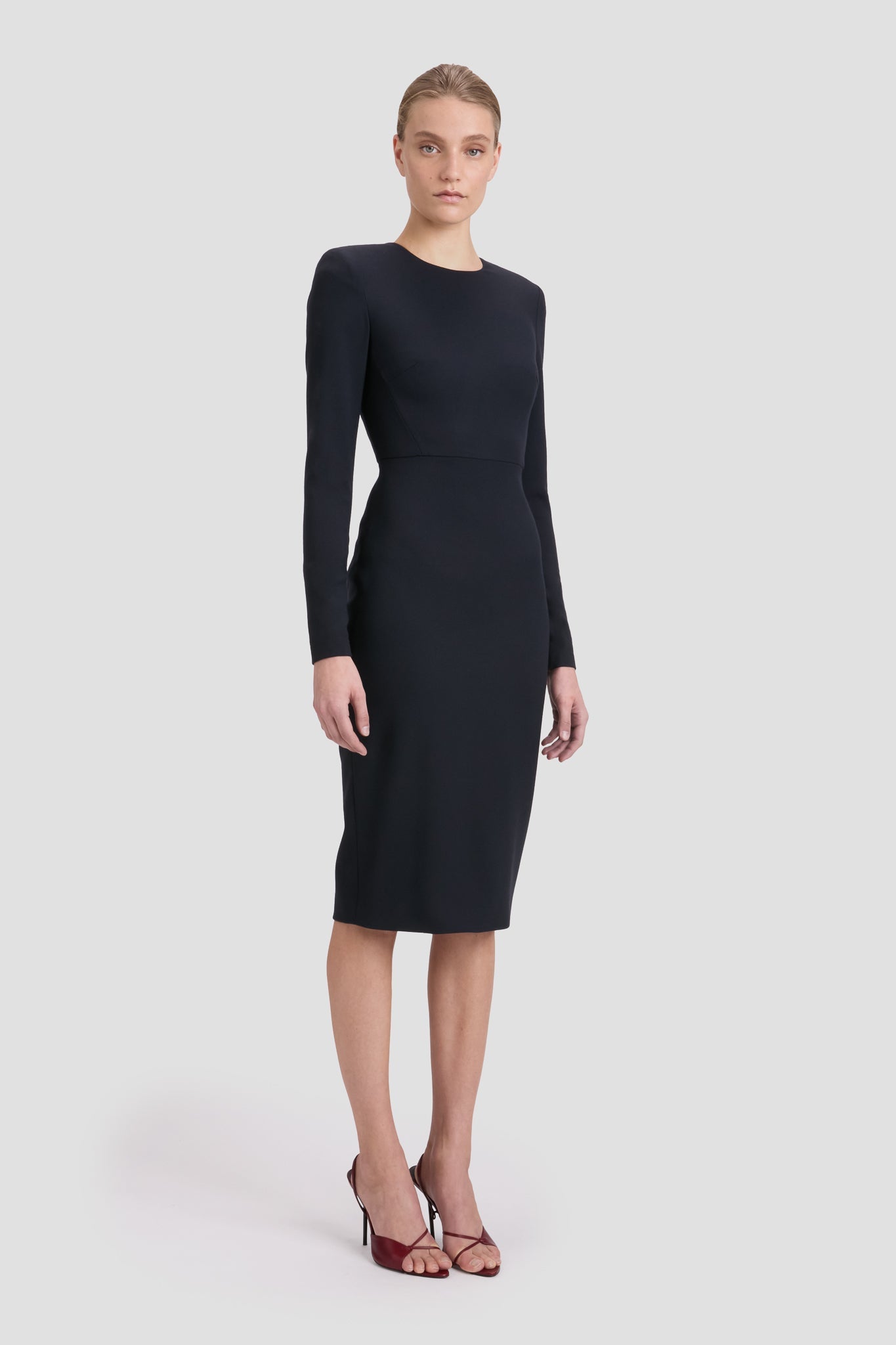 Long Sleeve T-Shirt Fitted Dress In Navy