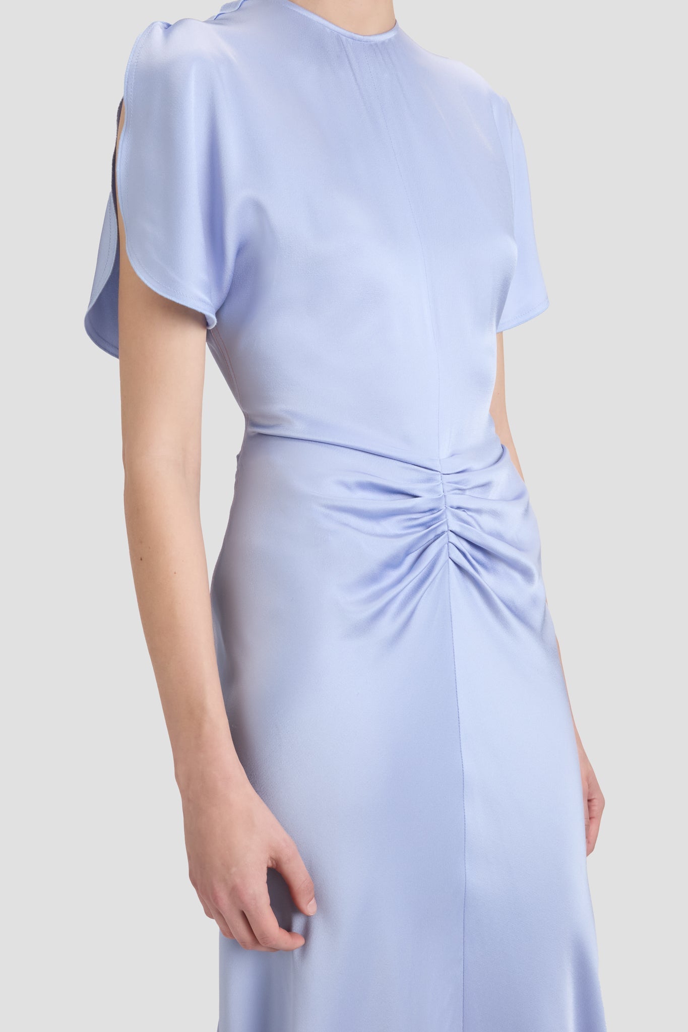 Gathered Waist Midi Dress In Delphinium Blue