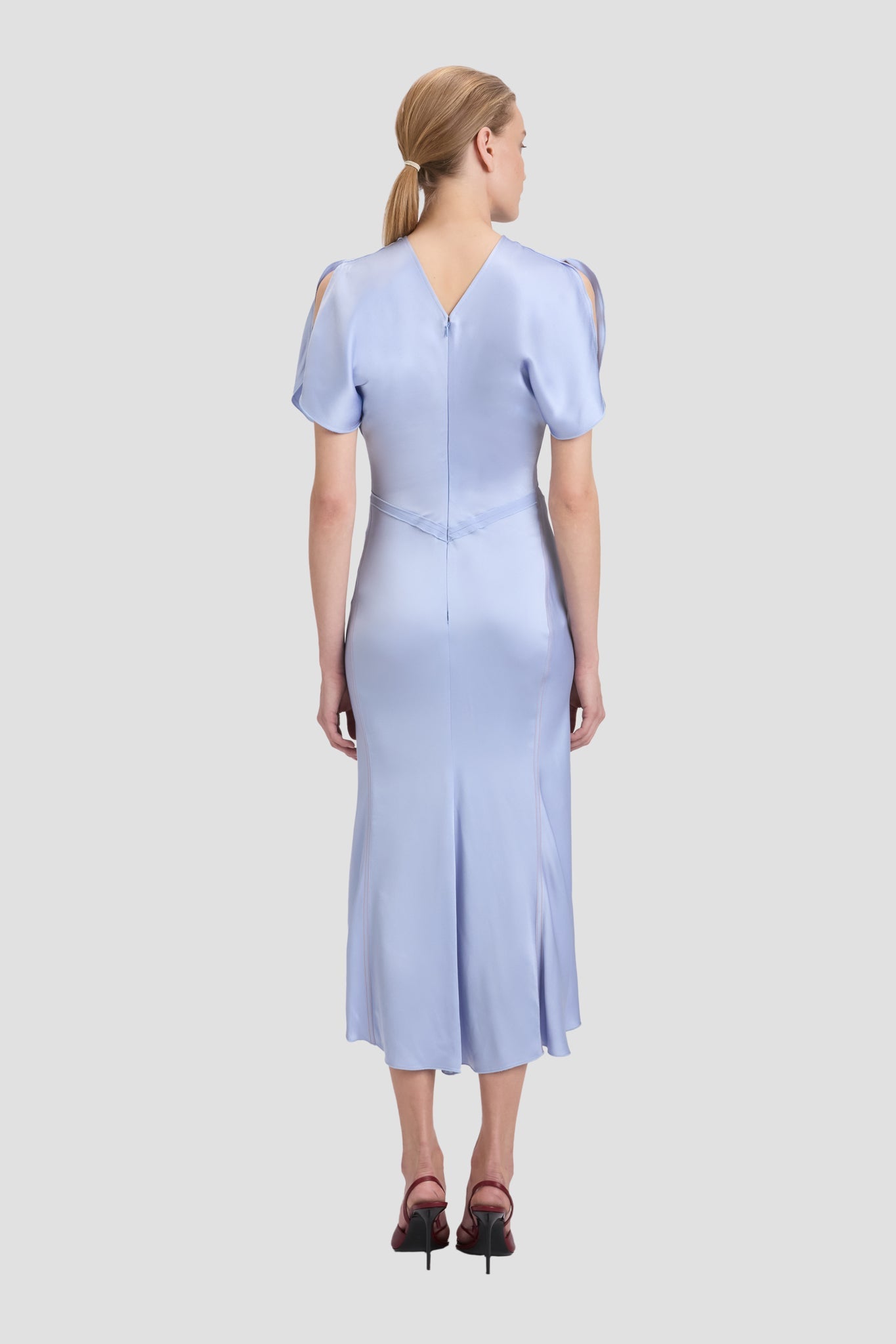Gathered Waist Midi Dress In Delphinium Blue