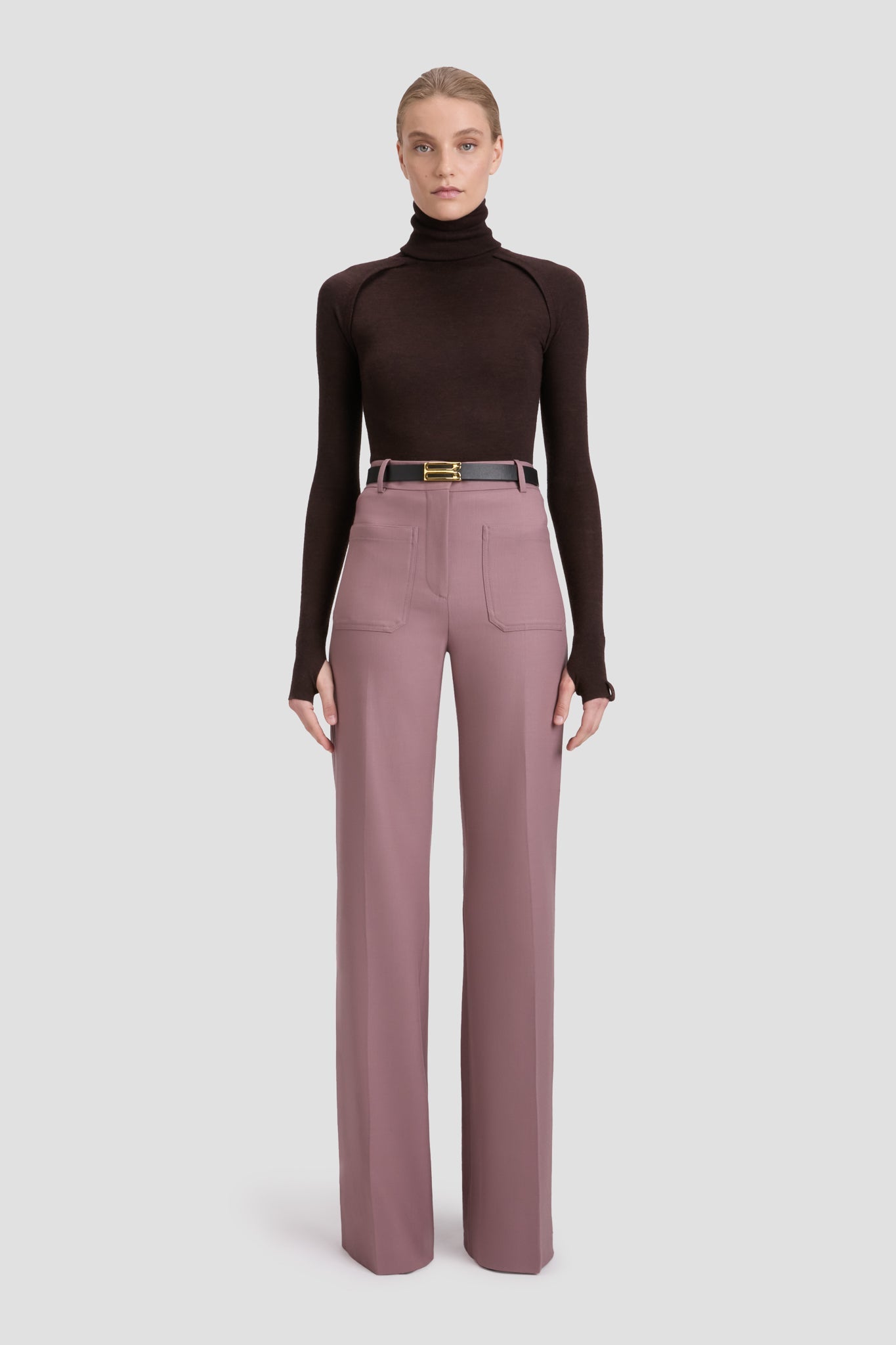 High Neck Top In Dark Chocolate