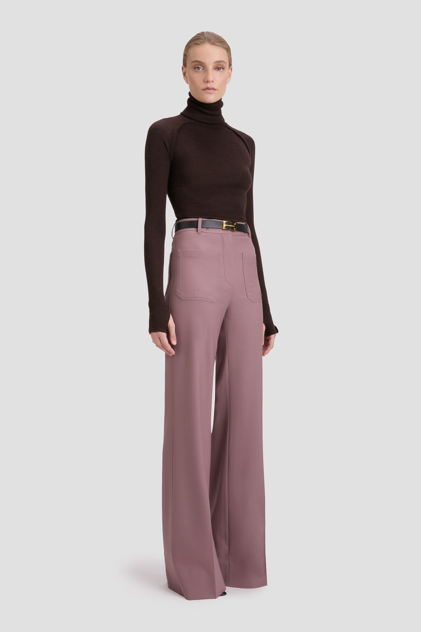 High Neck Top In Dark Chocolate