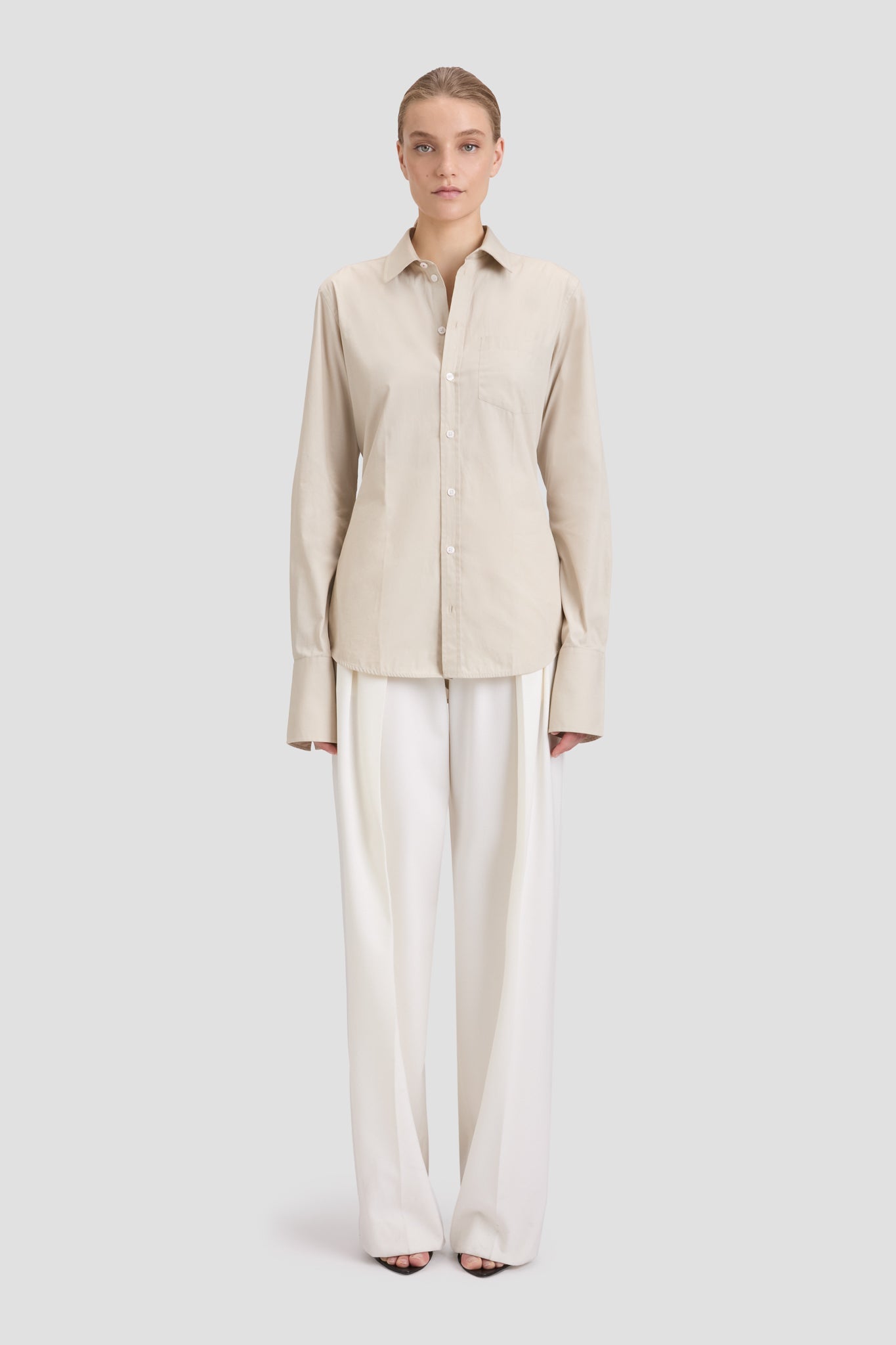 Tab Detail Shirt In Pumice