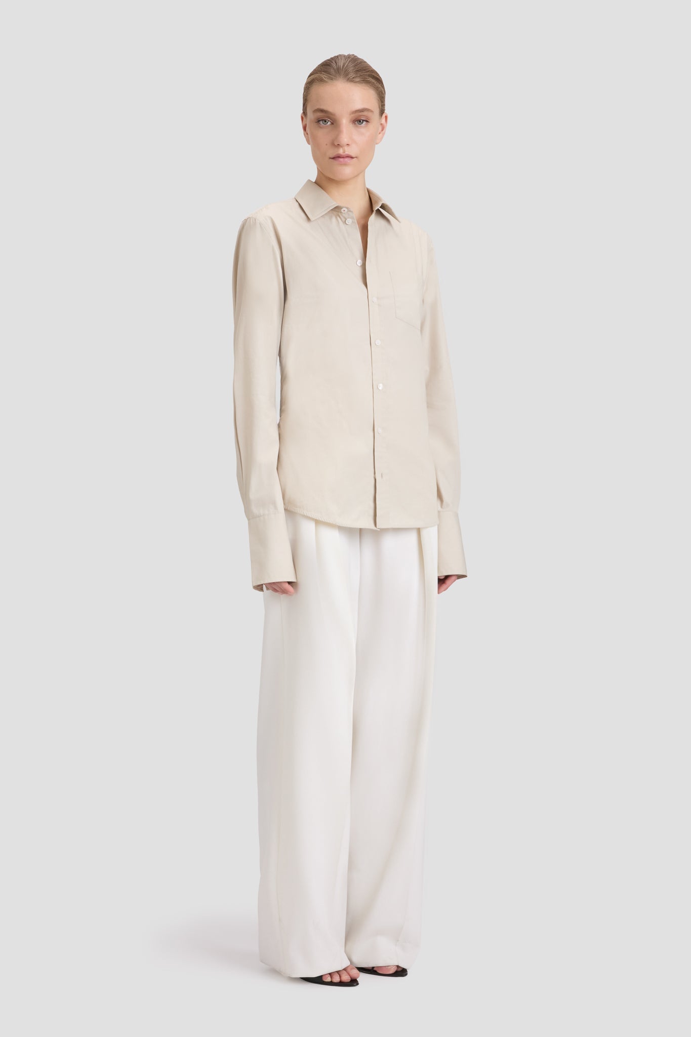 Tab Detail Shirt In Pumice