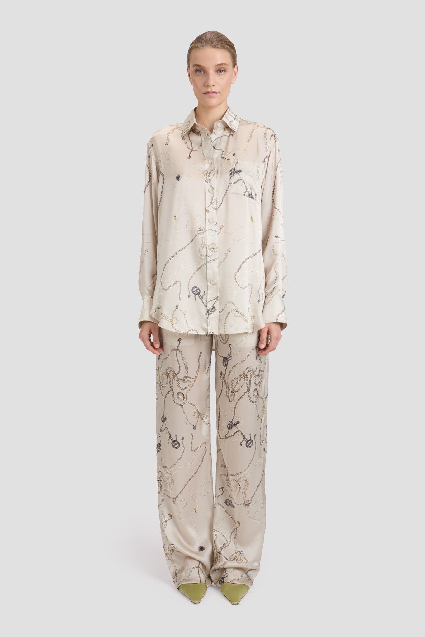 Pyjama Shirt In Pumice Jewellery Print