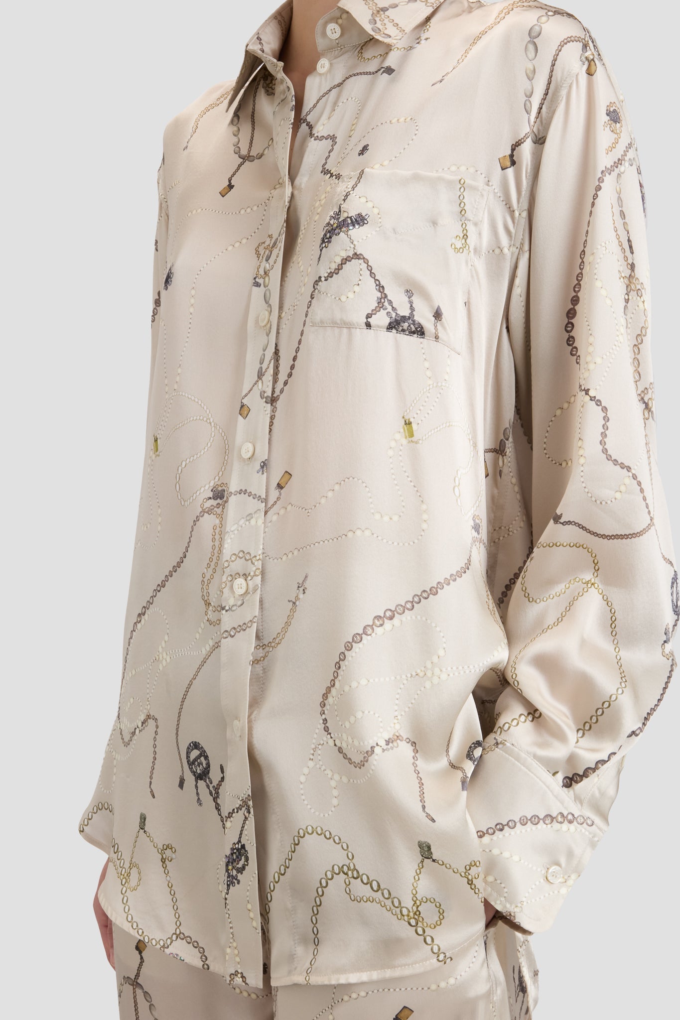 Pyjama Shirt In Pumice Jewellery Print