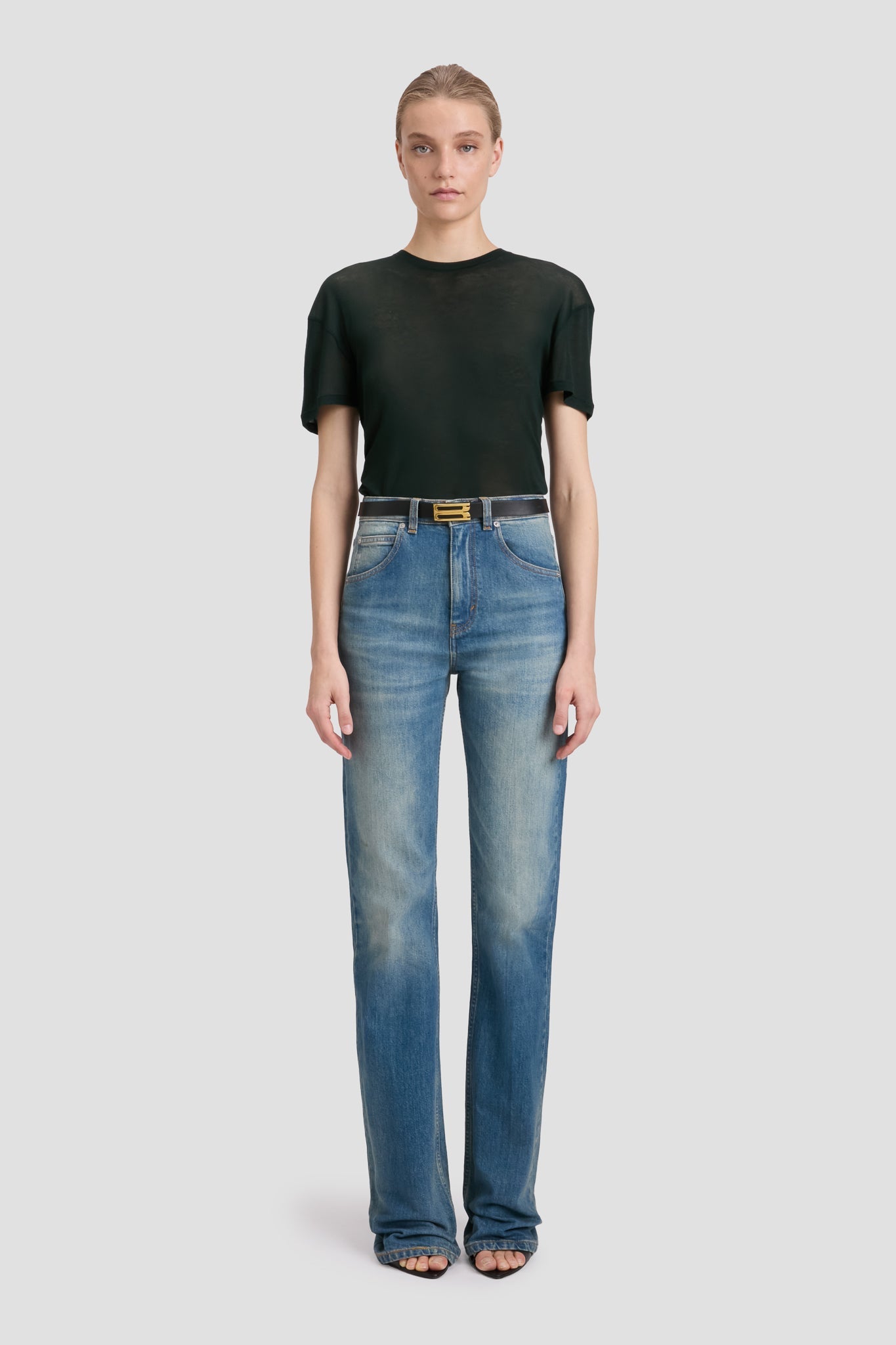 Draped Detail Lightweight T-Shirt In Bottle Green