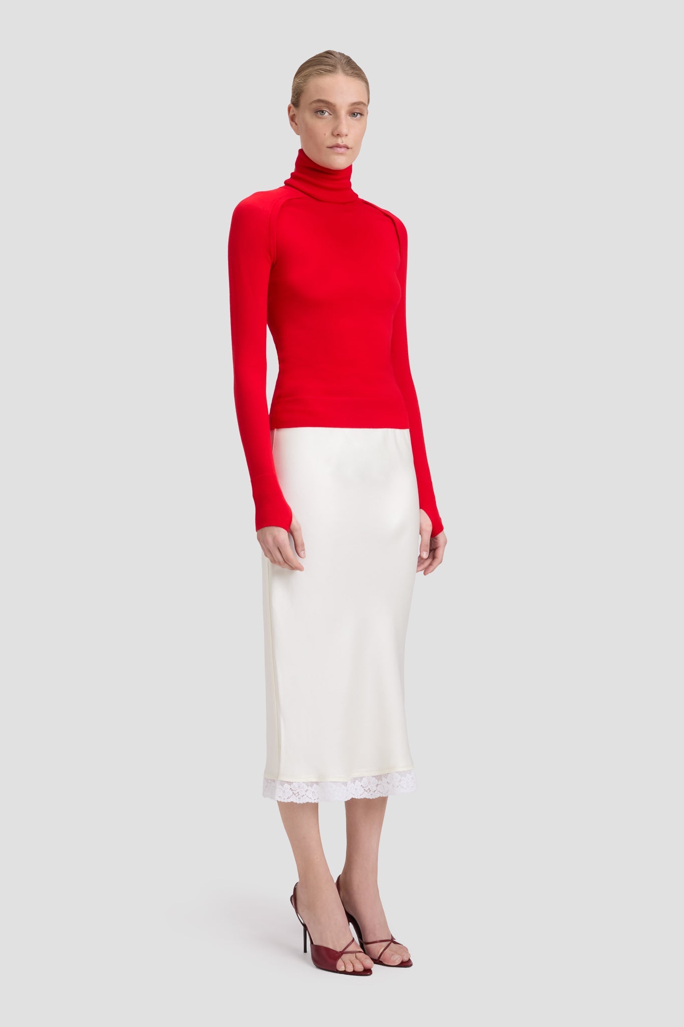 Lace Trim Slip Skirt In Ivory