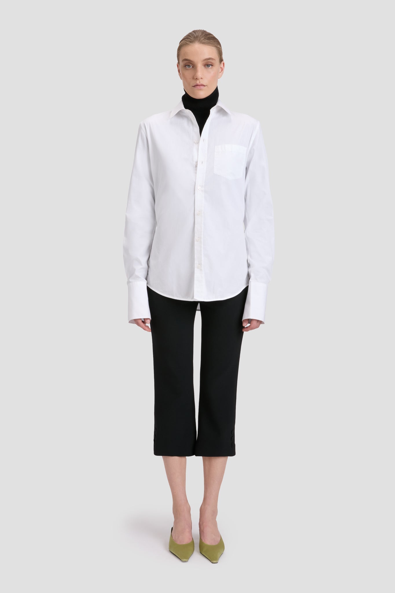 Tab Detail Cropped Trouser In Black