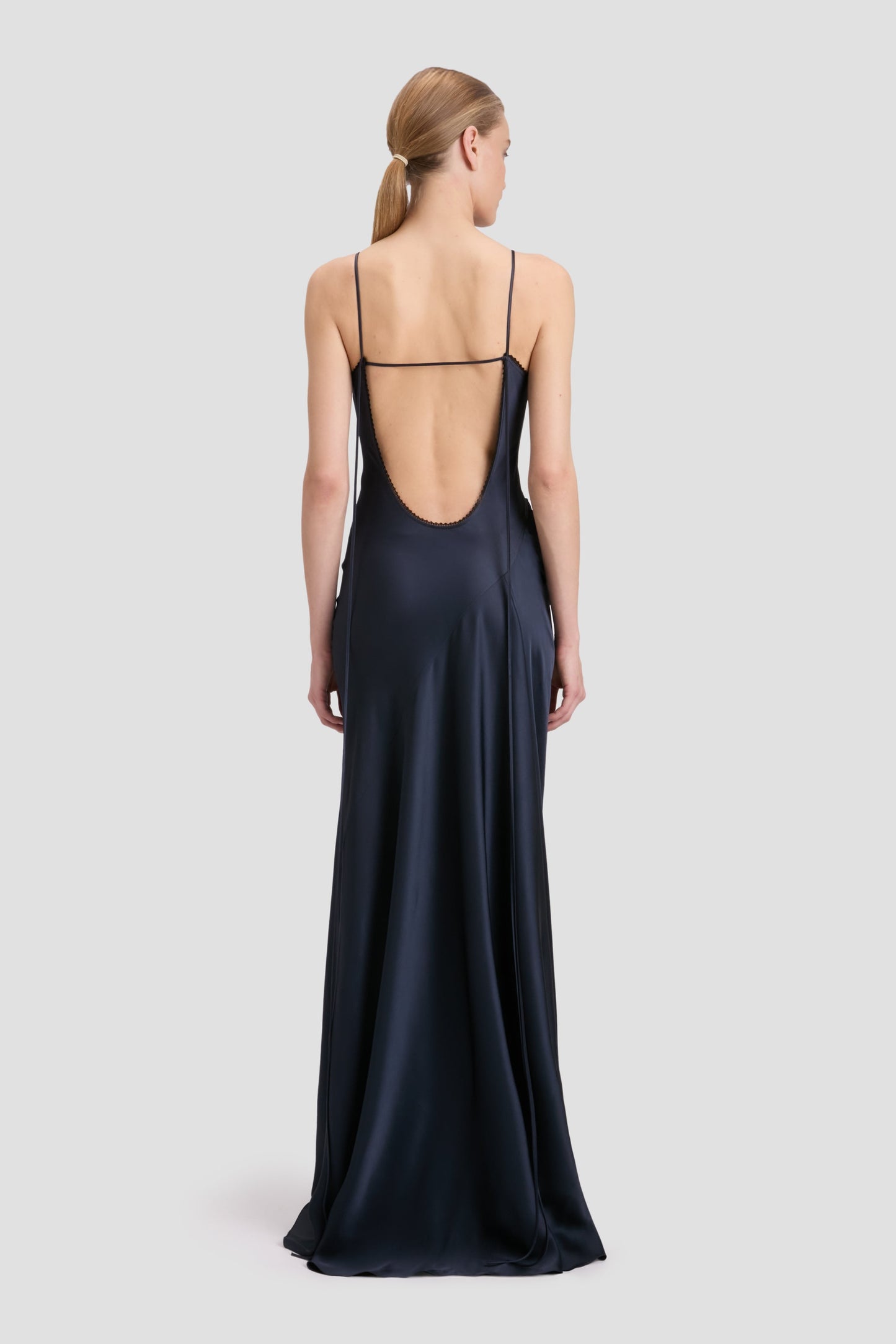 Lace Detail Cami Floor-Length Dress In Midnight